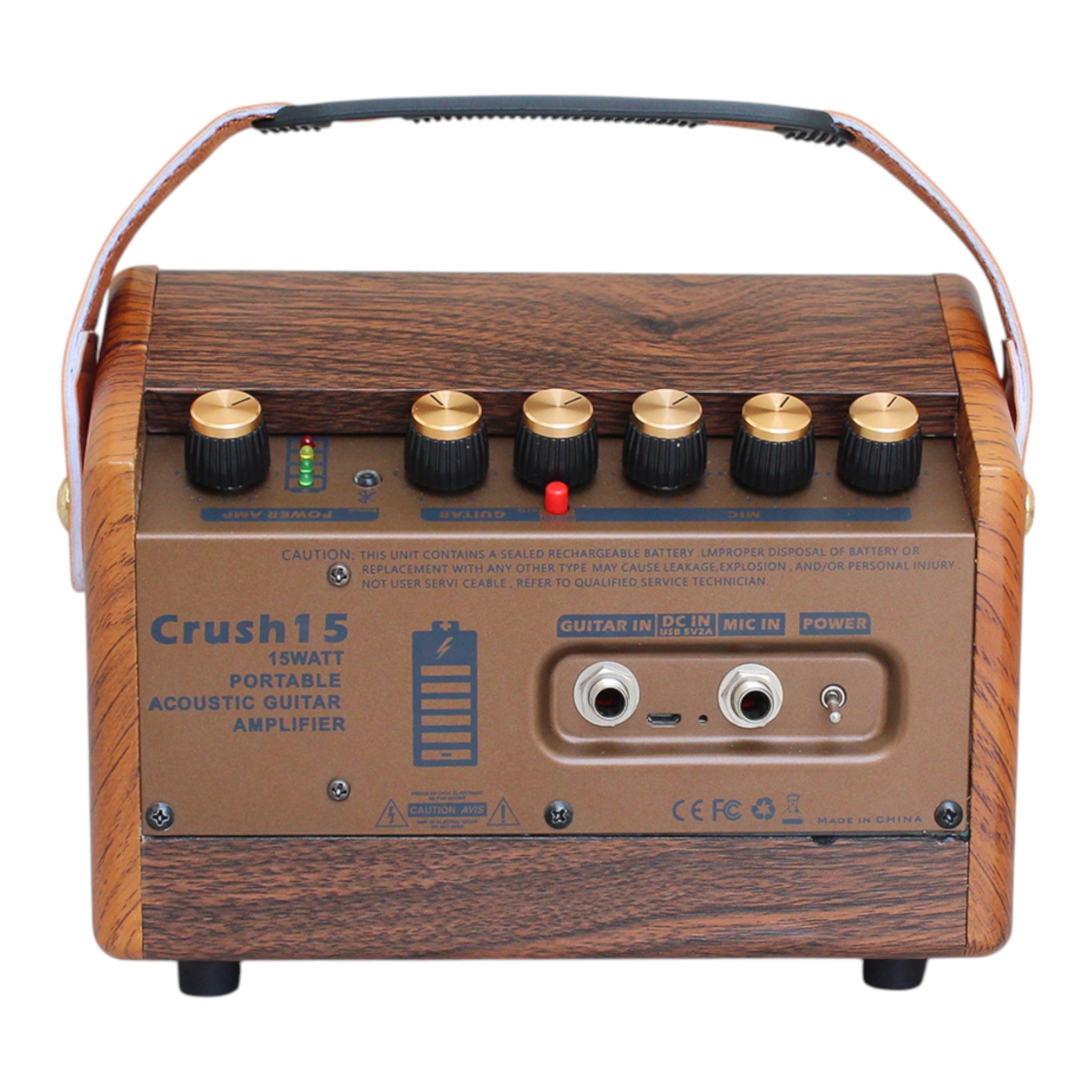 (PREDORDER: MID OCT 2026) Flatsons CRUSH15 15W Portable Rechargable Acoustic Guitar Amplifier with Bluetooth & Microphone Input