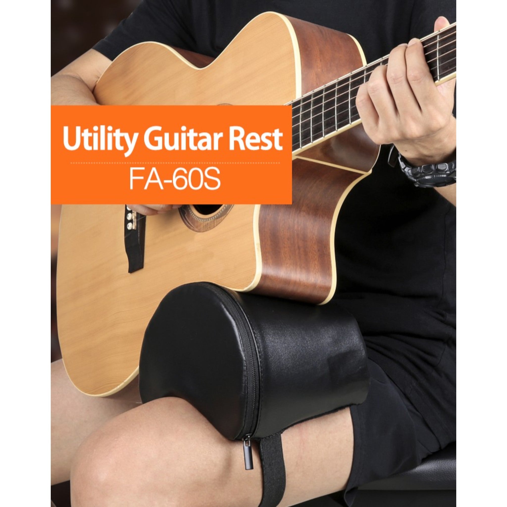 (PREORDER: MID OCT 2026) Flatsons FA60S Ergonomic Acoustic & Classical Guitar Leg Support Cushion in Black