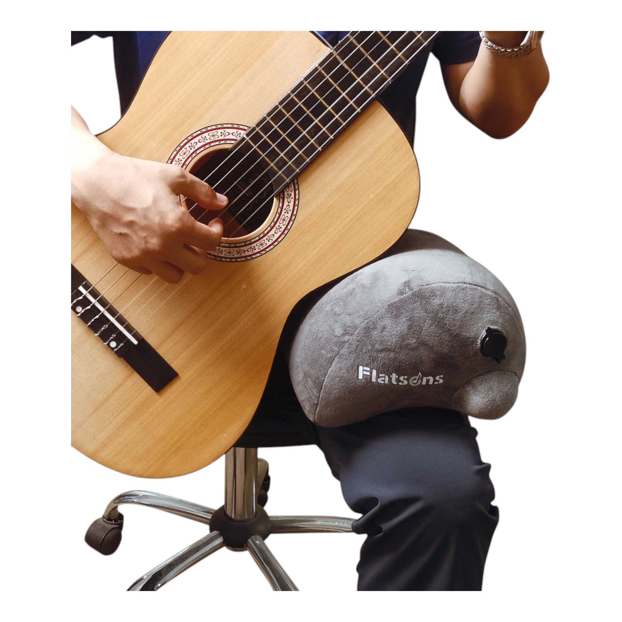 (PREDORDER: MID OCT 2026) Flatsons FA80A Inflatable Ergonomic Acoustic & Classical Guitar Leg Support Cushion in Grey