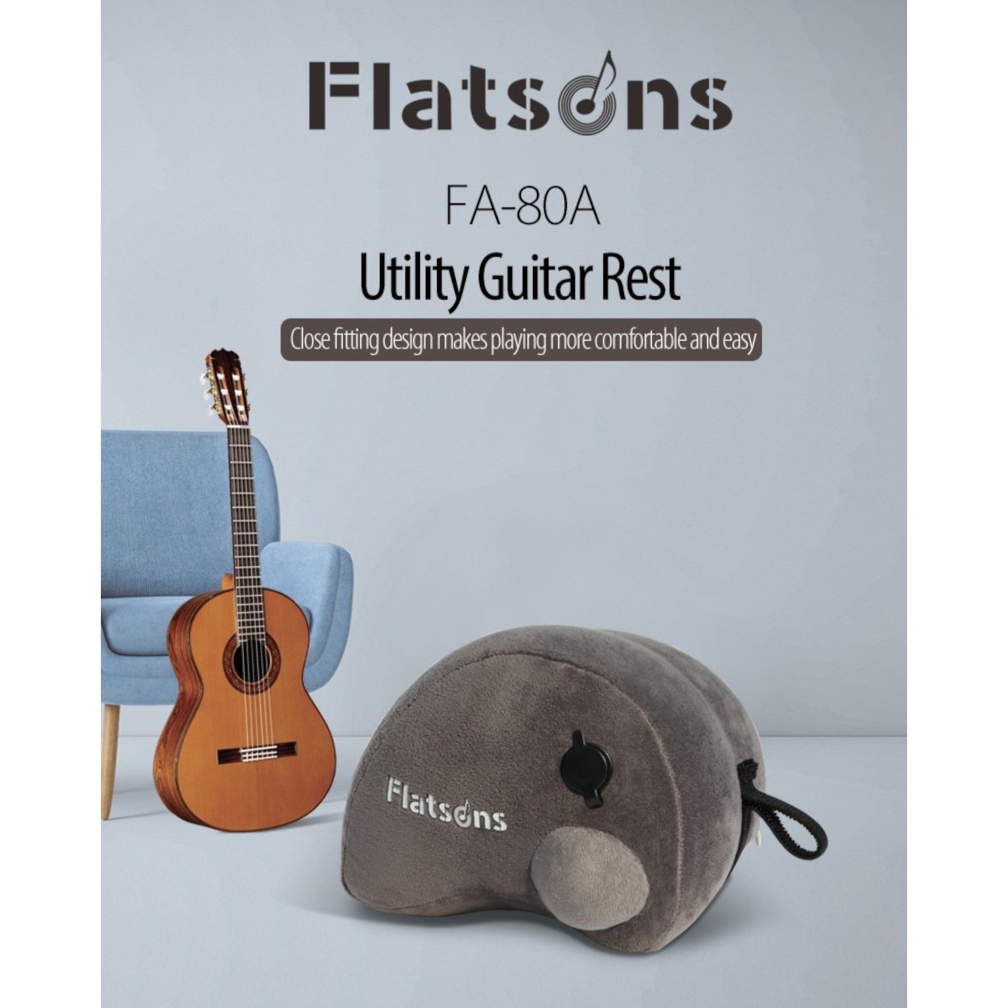 (PREDORDER: MID OCT 2026) Flatsons FA80A Inflatable Ergonomic Acoustic & Classical Guitar Leg Support Cushion in Grey