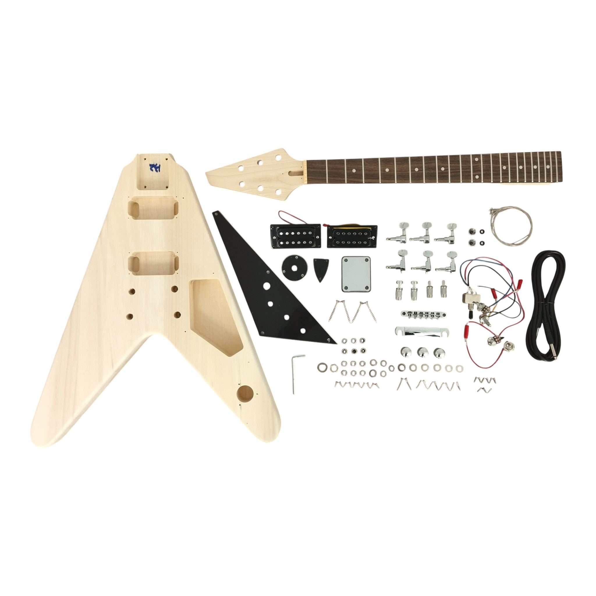 Pre-Order (Est. End of Jan 2026): FV09DIY V-Style Electric Guitar Kit - Solid Basswood, Maple Neck, No Soldering