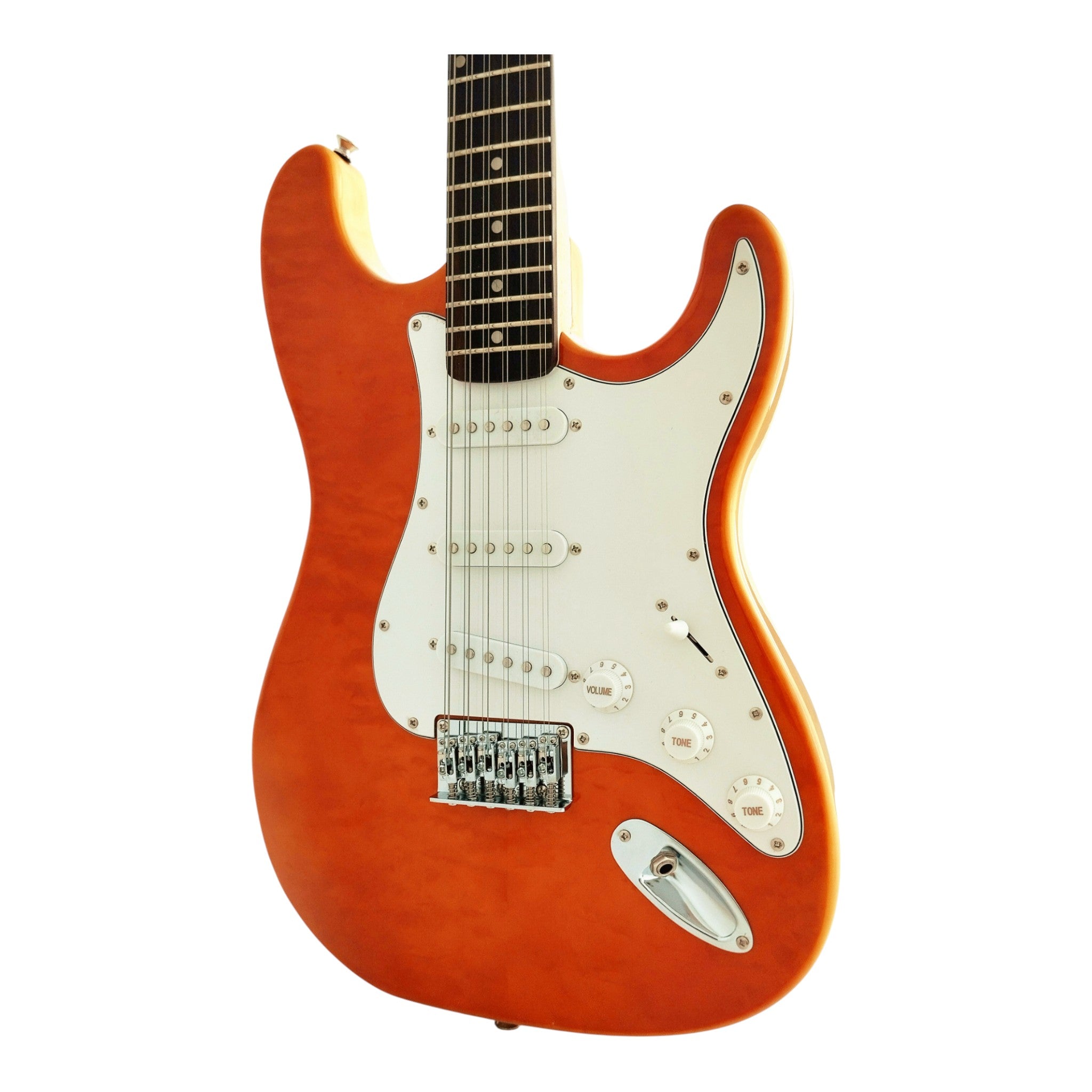 Haze 11HSST Natural 12-String SSS Electric Guitar with Quilted Top