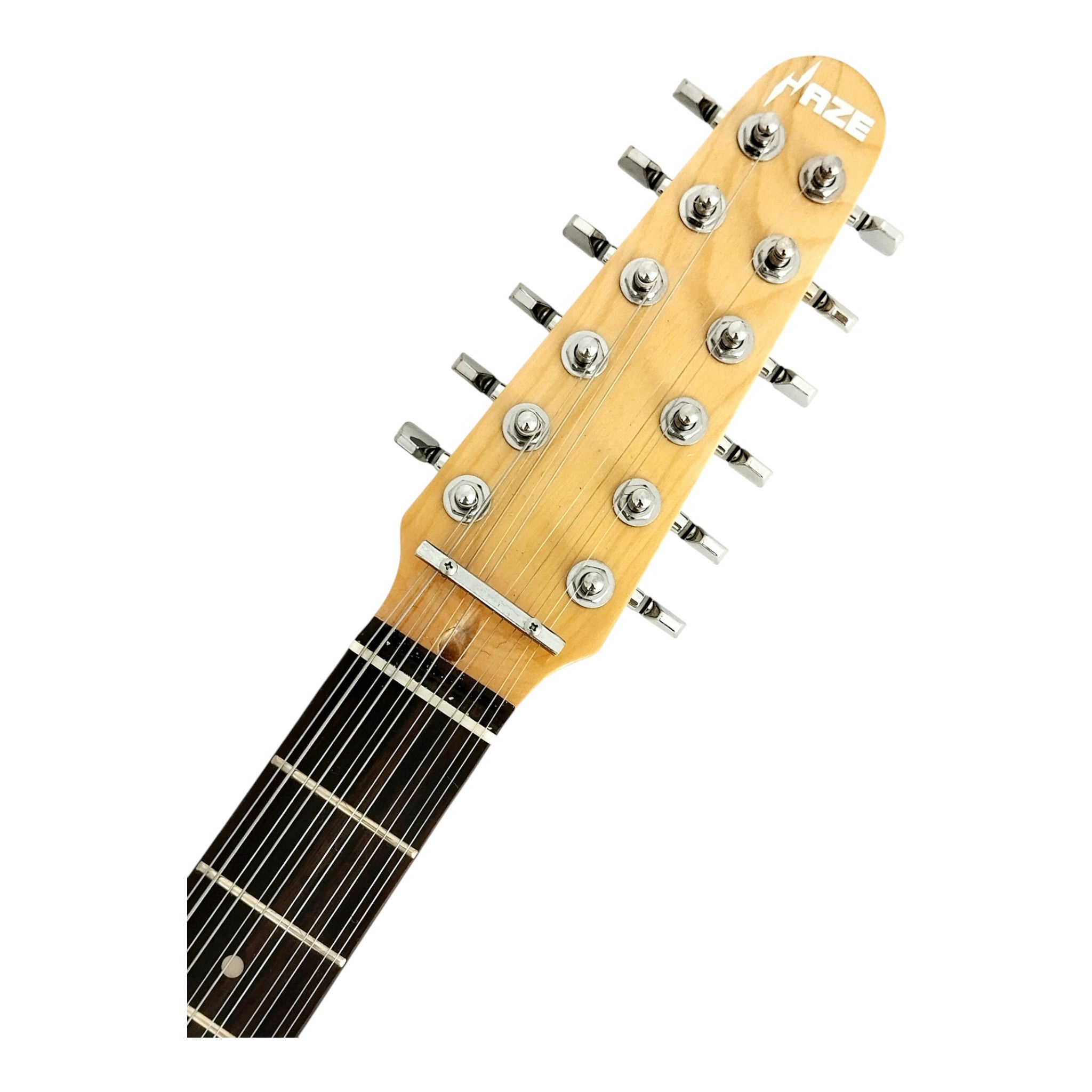 Haze 11HSST Natural 12-String SSS Electric Guitar with Quilted Top