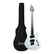 Haze 6FF White 6-String Fanned Fret Electric Guitar with Active Humbuckers