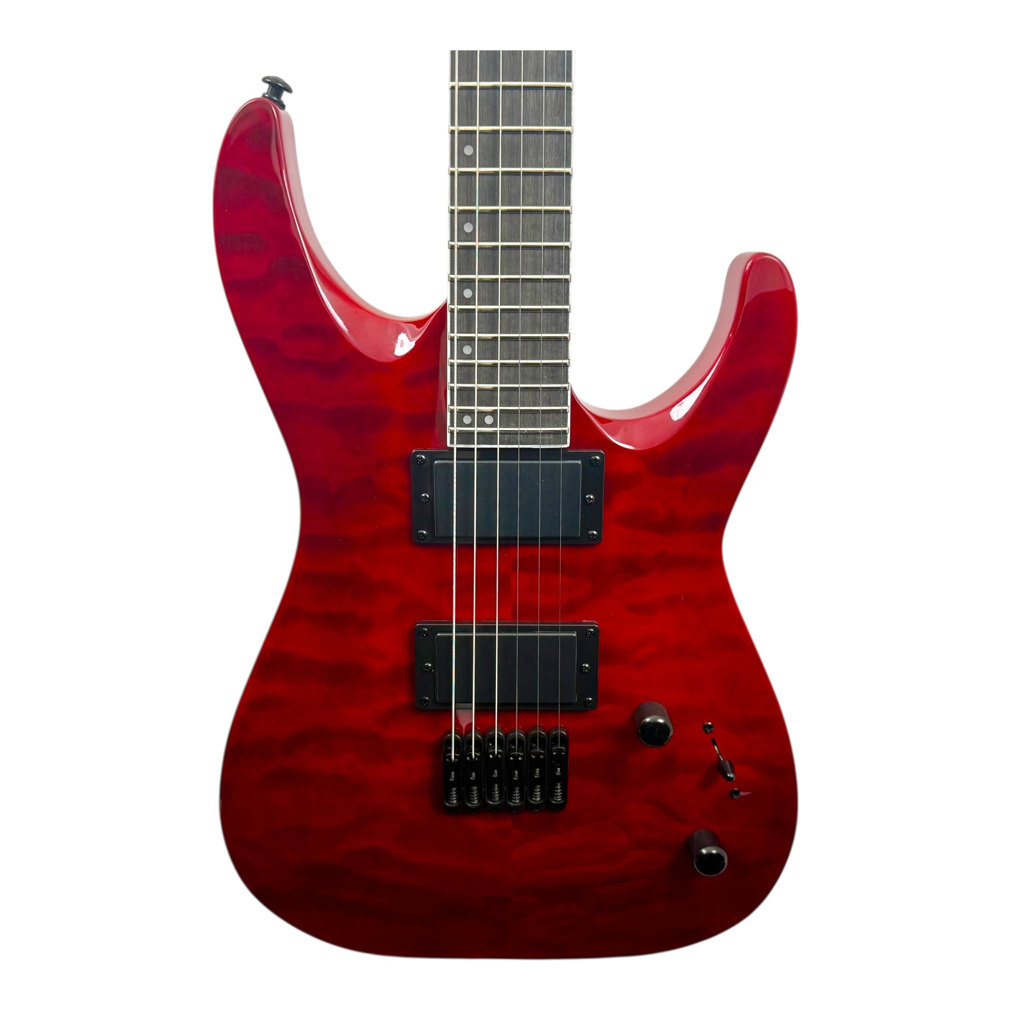 Haze 6LFQRD "Hellfire" Solid White Poplar Body HAX Electric Guitar in Dark Cherry w/ Active Humbuckers