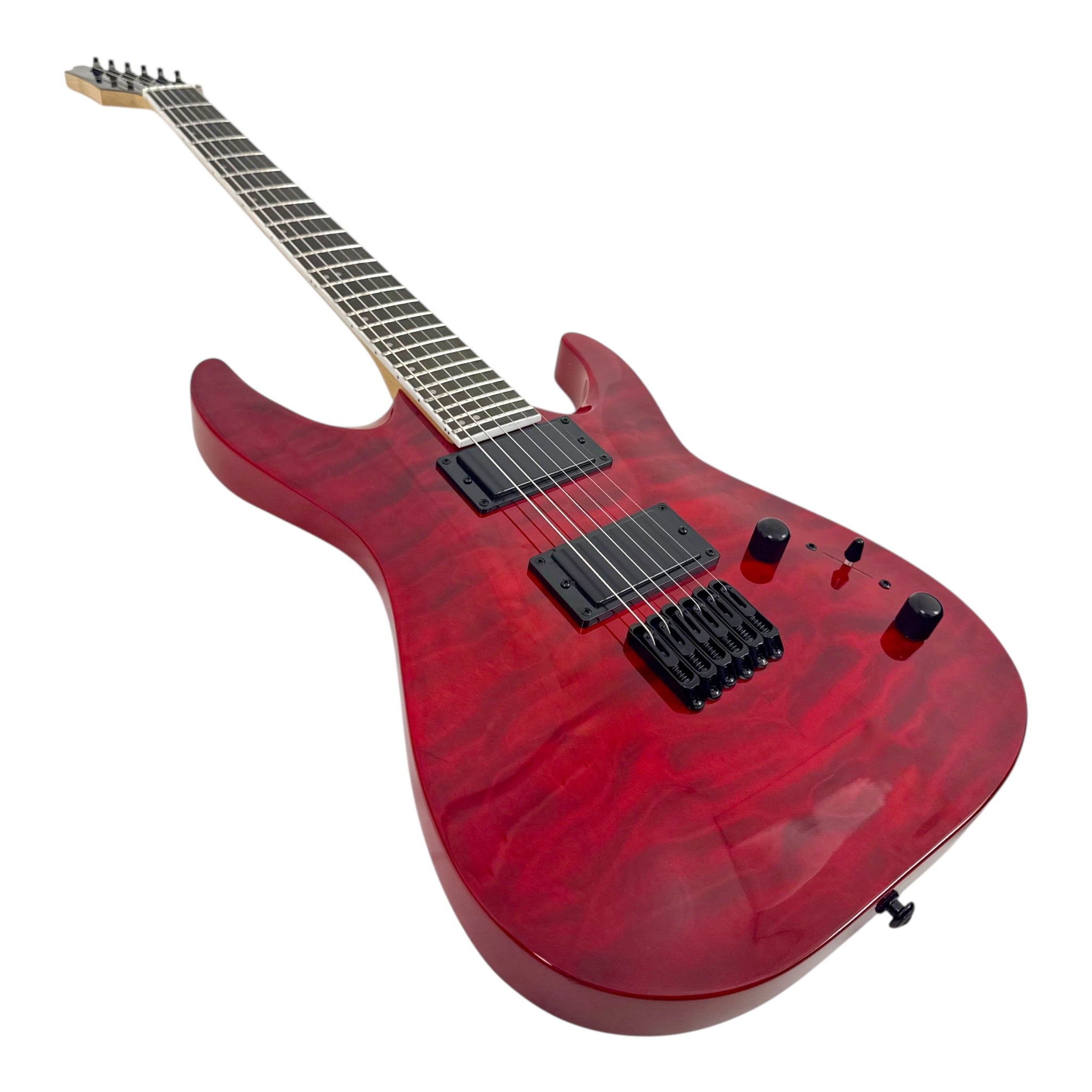 Haze 6LFQRD "Hellfire" Solid White Poplar Body HAX Electric Guitar in Dark Cherry w/ Active Humbuckers