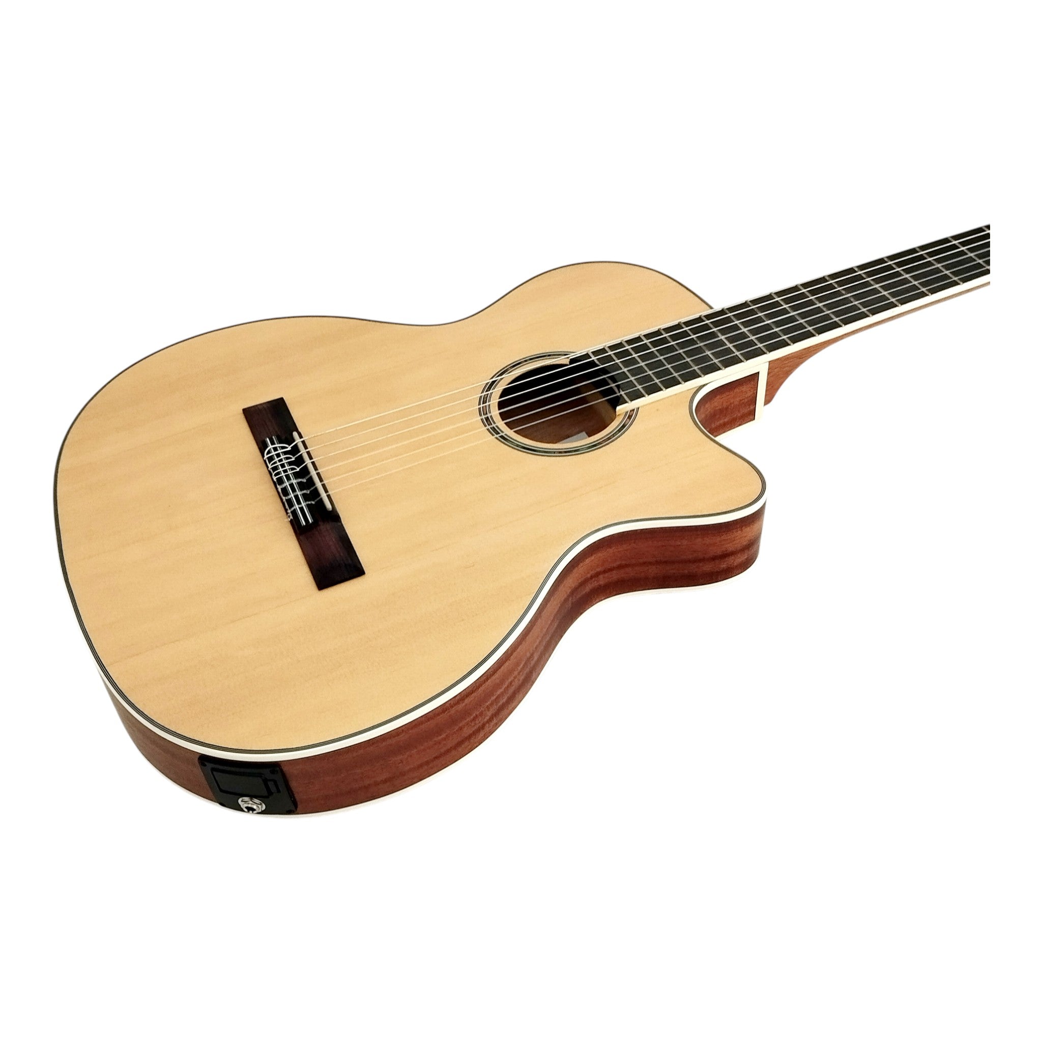 Haze Solid Spruce Arched Back Thin Body Classical Guitar w/ Built-In Pickups & Tuner in Matte - C551BCEQSM
