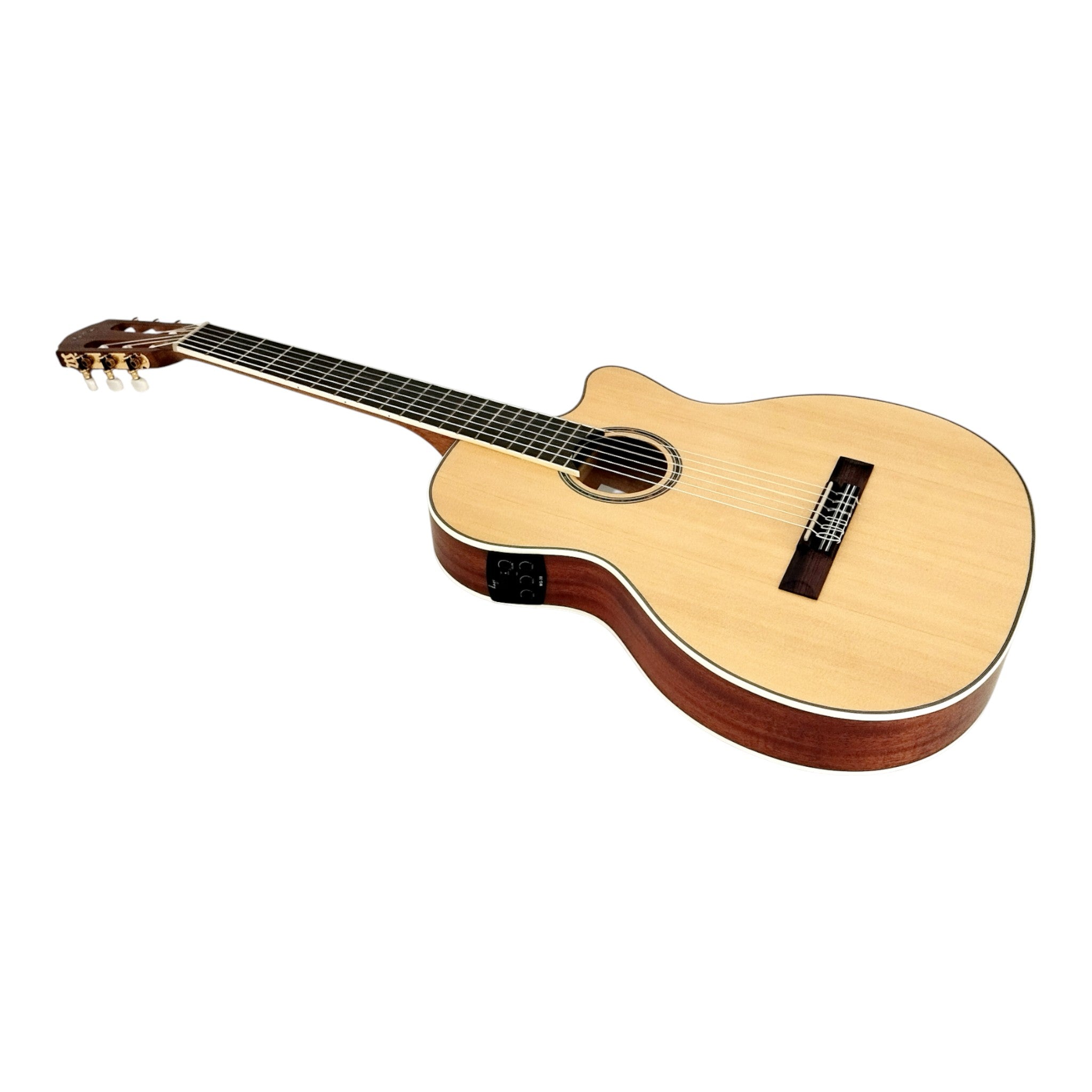 Haze Solid Spruce Arched Back Thin Body Classical Guitar w/ Built-In Pickups & Tuner in Matte - C551BCEQSM
