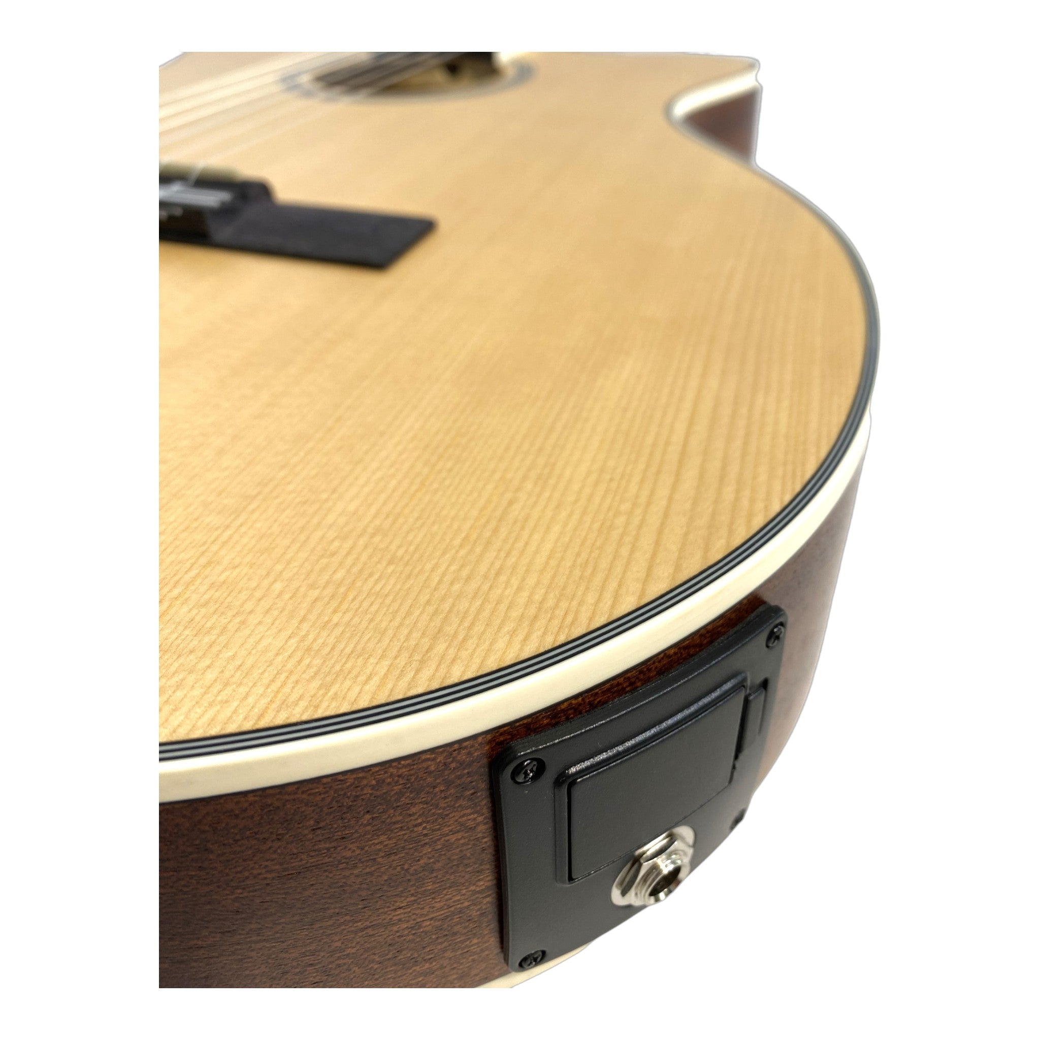 Haze Solid Spruce Fretless Arched Back Thin Body Classical Guitar w/ Built-In Pickups & Tuner in Matte - C551BCEQSMFL