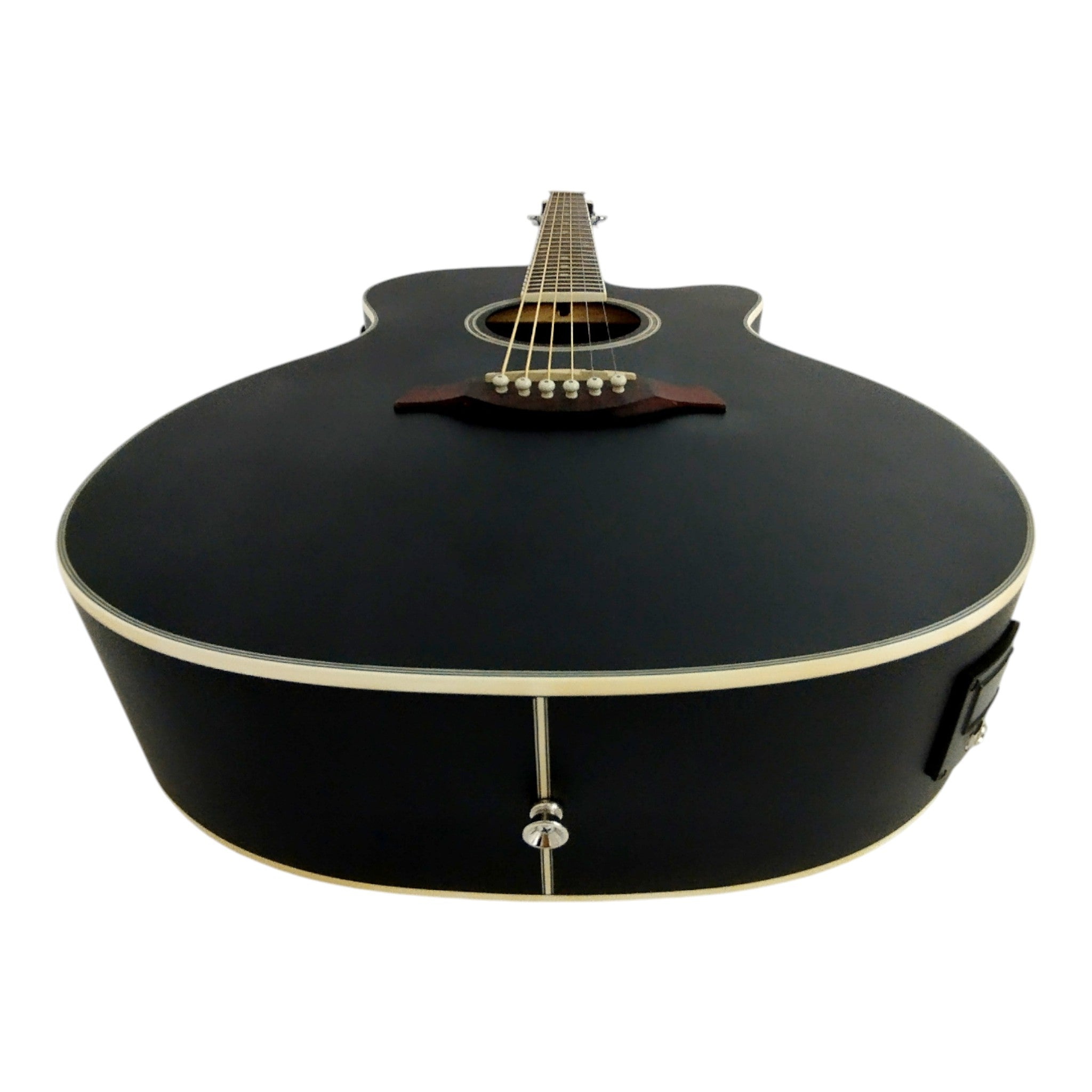 Haze F560CEQMBK Spruce Top Built-In Pickup/Tuner OM Cutaway Acoustic Guitar - Black with Accessories and 10W Amp. (Optional)