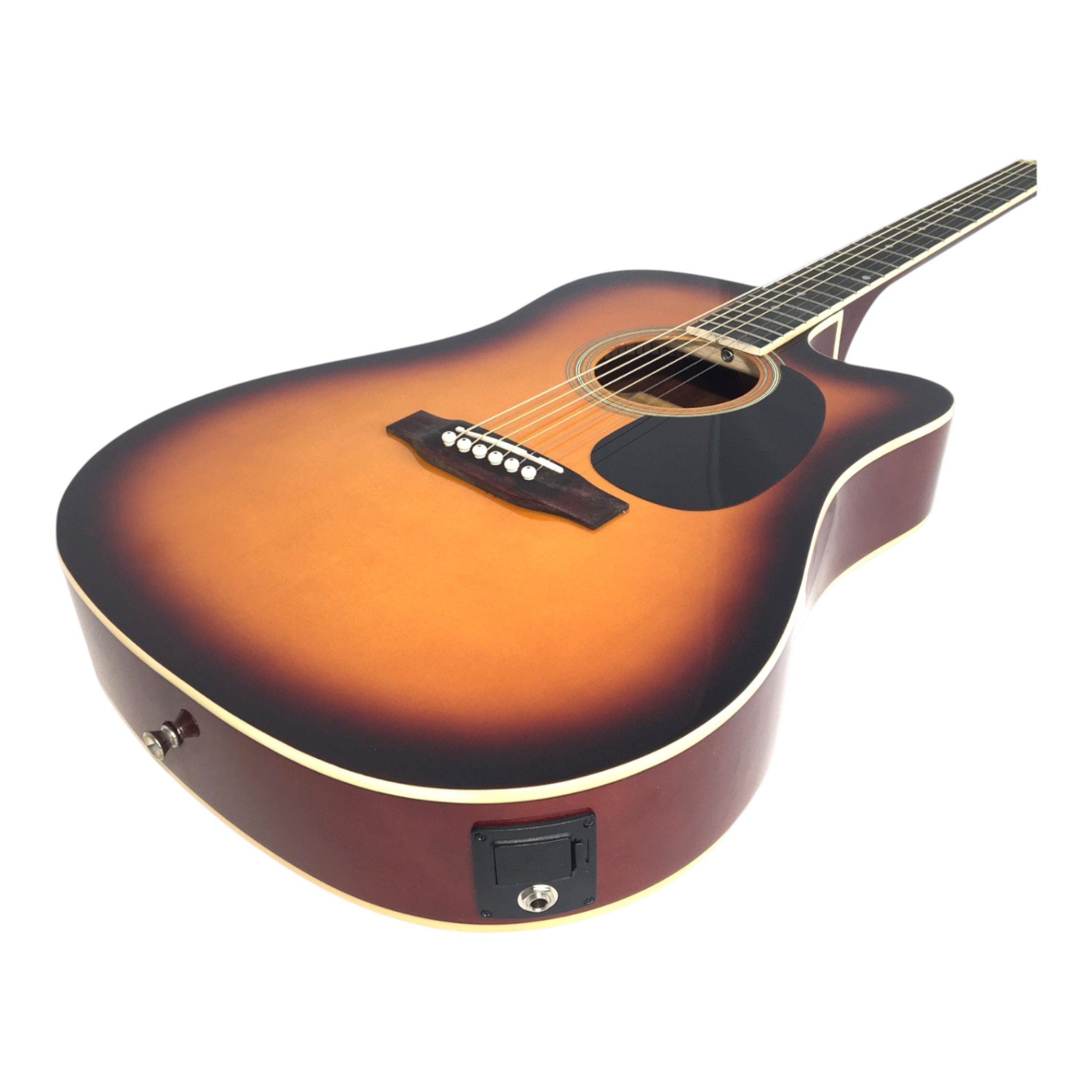 Haze F631BCEQBS Thin-Body Built-In Pickups/Tuner Acoustic Guitar - Sunburst with Accessories and 10W Amp. (Optional)
