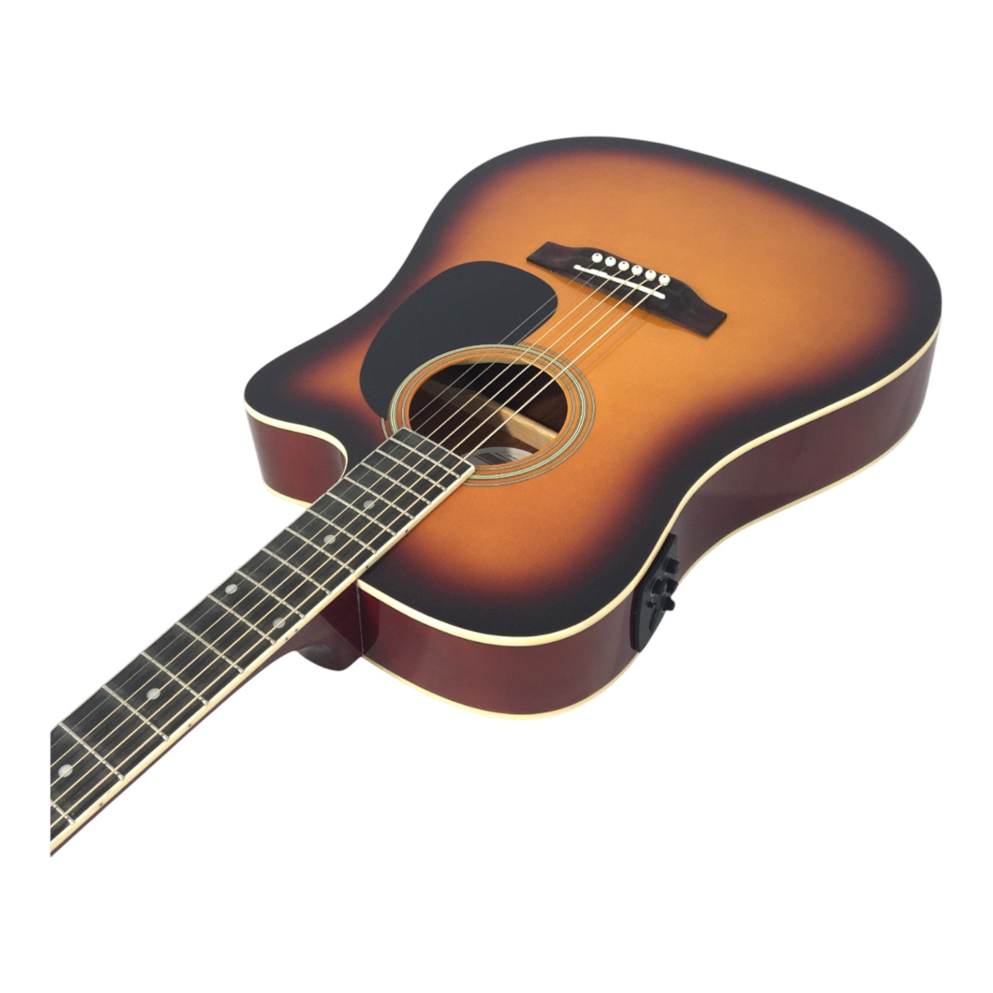 Haze F631BCEQBSGA15T Thin Body Acoustic Guitar, Sunburst, EQ, Cutaway + 15W Amplifier, Free Gig Bag, Picks