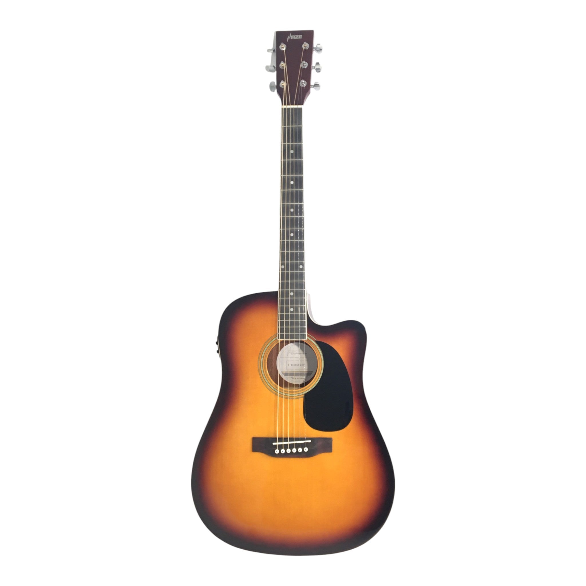 Haze F631BCEQBSGA15T Thin Body Acoustic Guitar, Sunburst, EQ, Cutaway + 15W Amplifier, Free Gig Bag, Picks