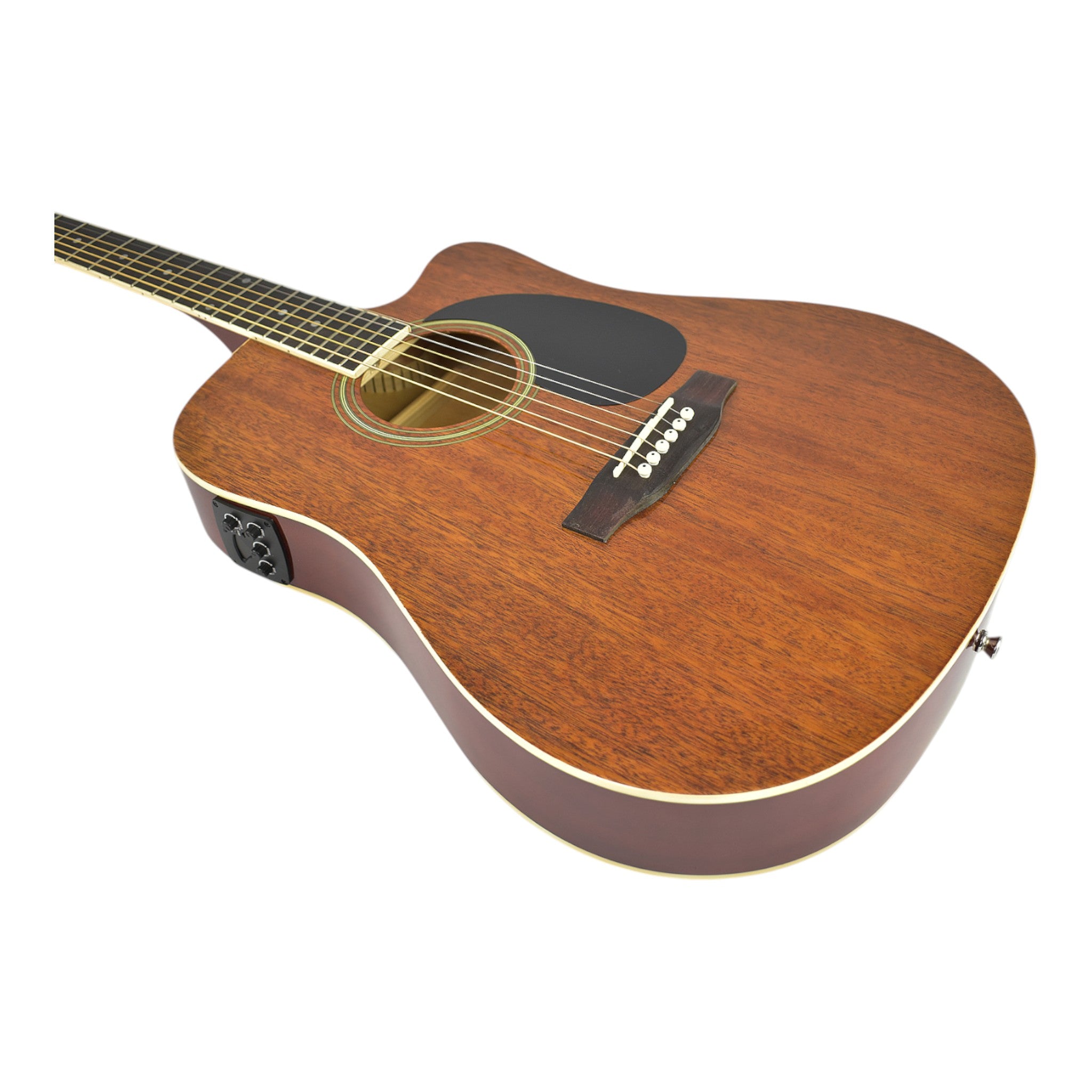 Haze F631BCEQMS Thin-Body Built-In Pickups/Tuner Acoustic Guitar - Natural with Accessories and 10W Amp. (Optional)