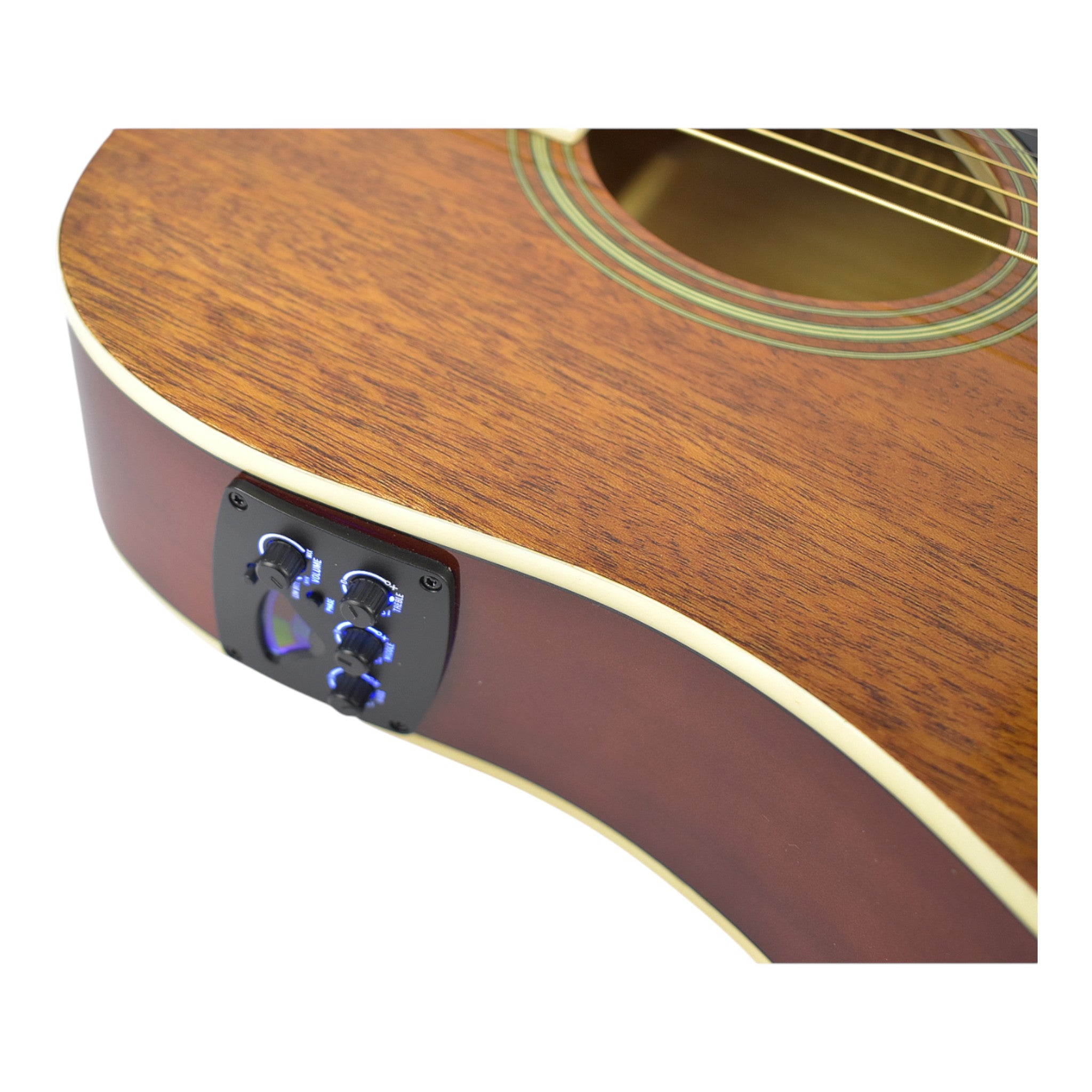 Haze F631BCEQMS Thin-Body Built-In Pickups/Tuner Acoustic Guitar - Natural with Accessories and 10W Amp. (Optional)