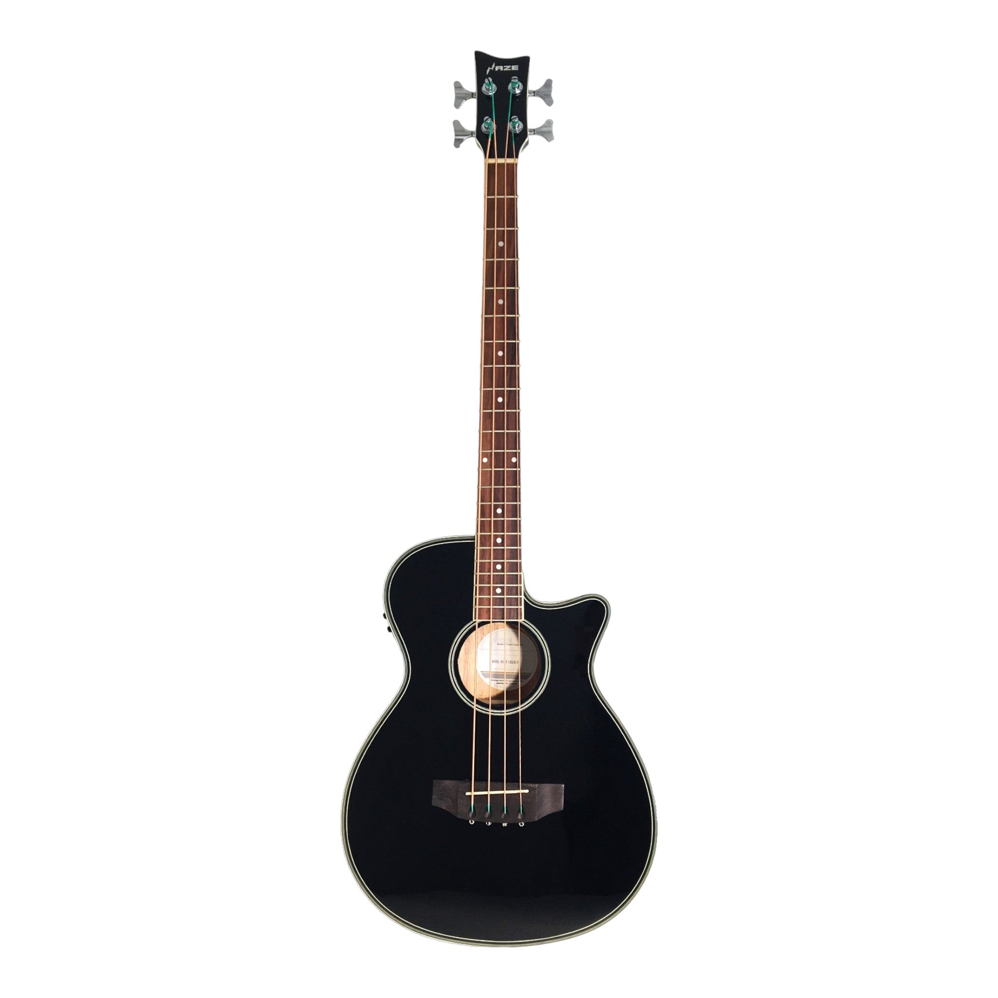 Haze FB711BCEQBK34 4-String Electric-Acoustic Bass Guitar with EQ, comes with bag, picks