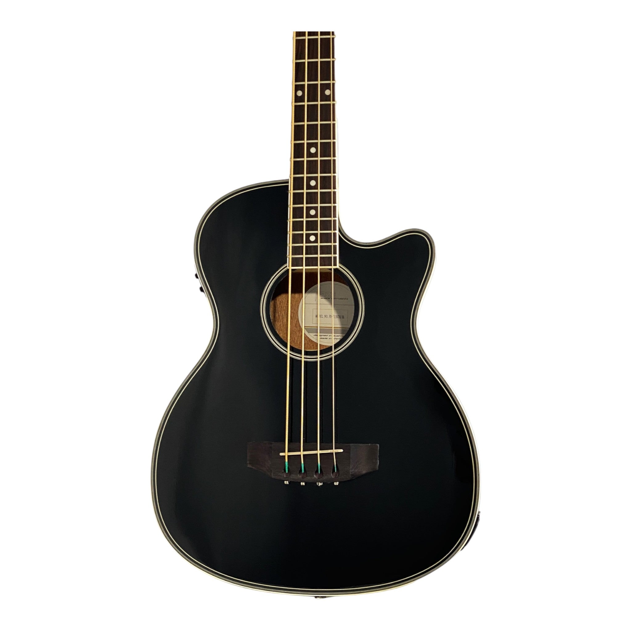 Haze FB711BCEQBK44 4-String Electric-Acoustic Bass Guitar, Black + Free Gig Bag