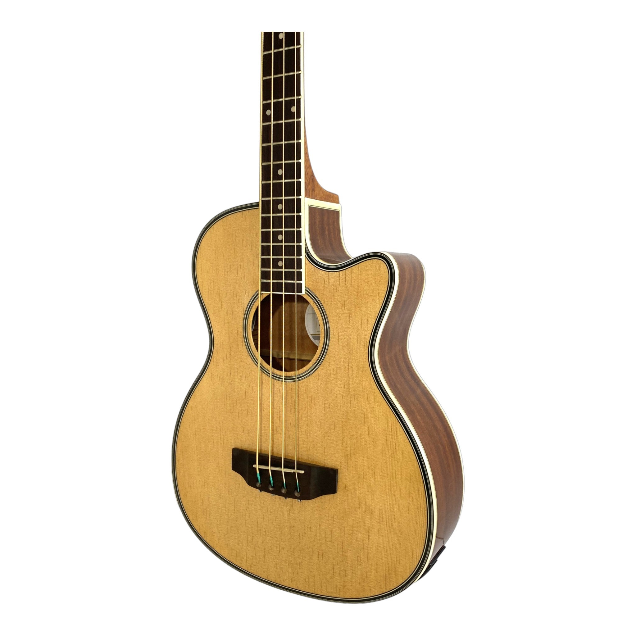 Haze FB711BCEQN34 3/4 4-String Electric-Acoustic Bass Guitar Natural + Free Gig Bag