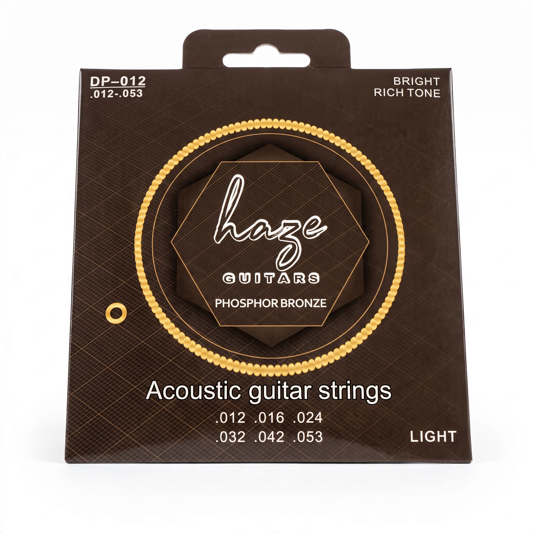 Haze Guitar Australia DP012 light gauge phosphor bronze acoustic guitar strings in brown packaging