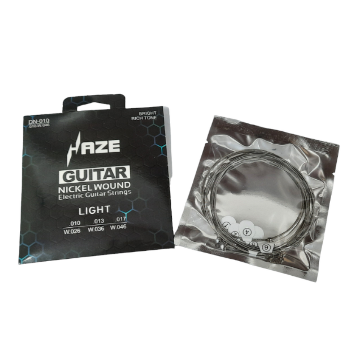 Haze Guitar Australia DN010 light gauge nickel wound stainless steel electric guitar strings in packaging