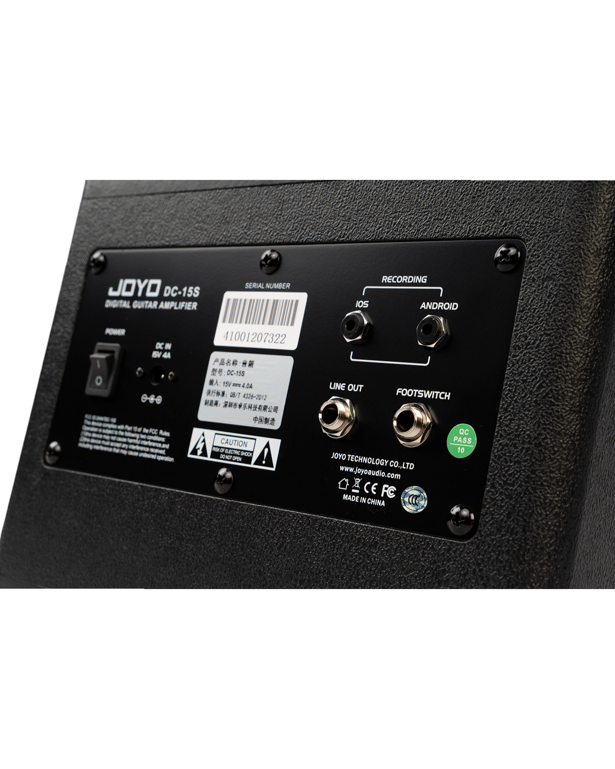 Haze Guitar Australia Joyo DC15S portable guitar amplifier rear panel showing input and output connectivity ports
