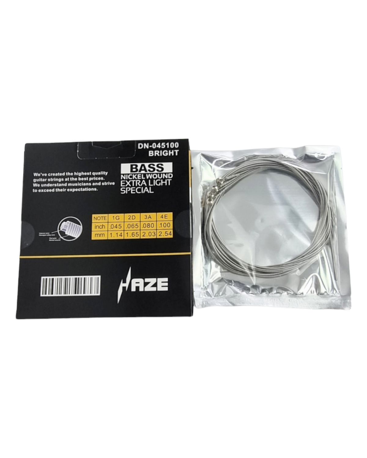 Haze Guitar Australia DN0454 extra light nickel-wound electric bass guitar strings in retail packaging