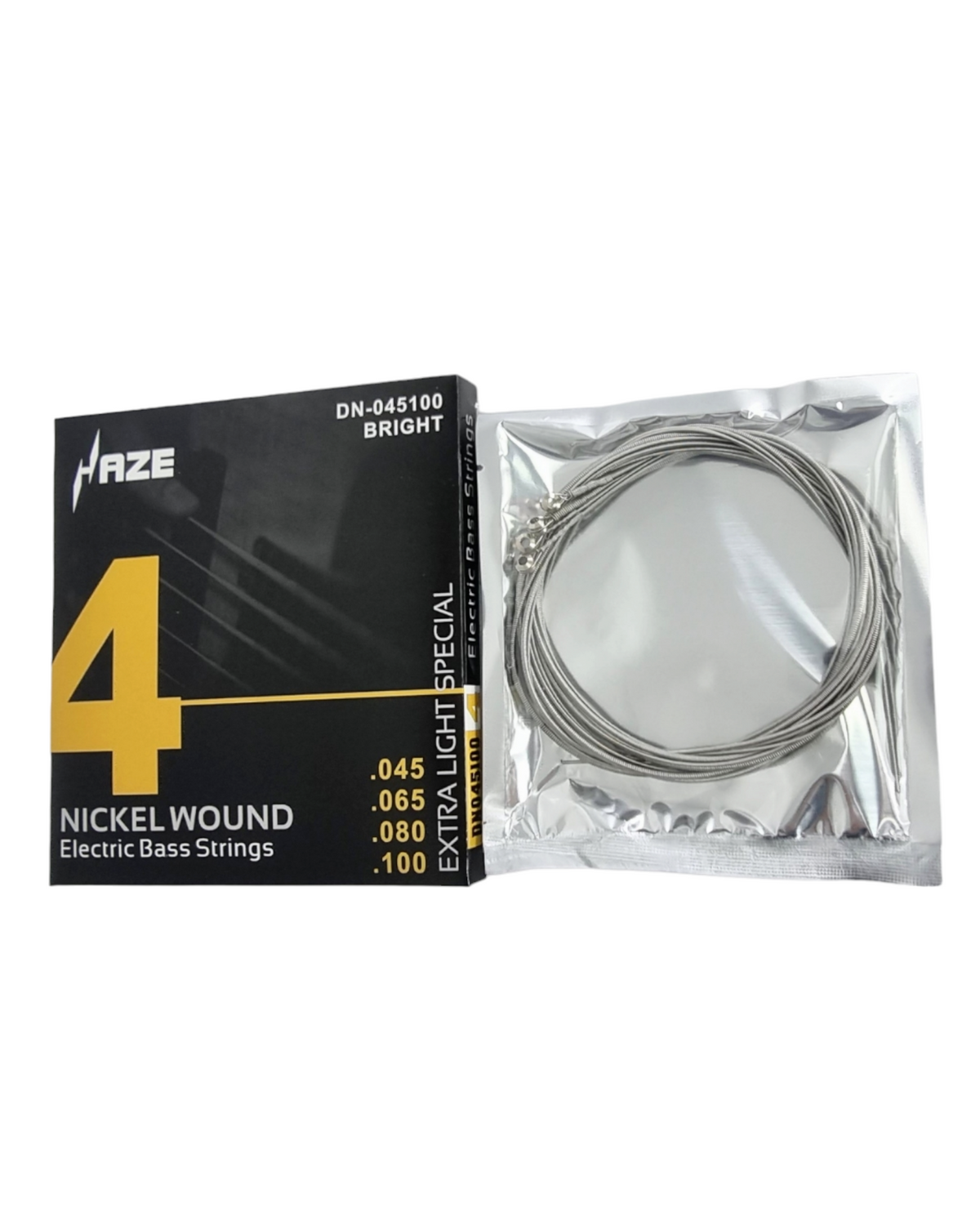 Haze Guitar Australia nickel-wound extra light electric bass strings in packaging with 4-string set .045-.100 gauge