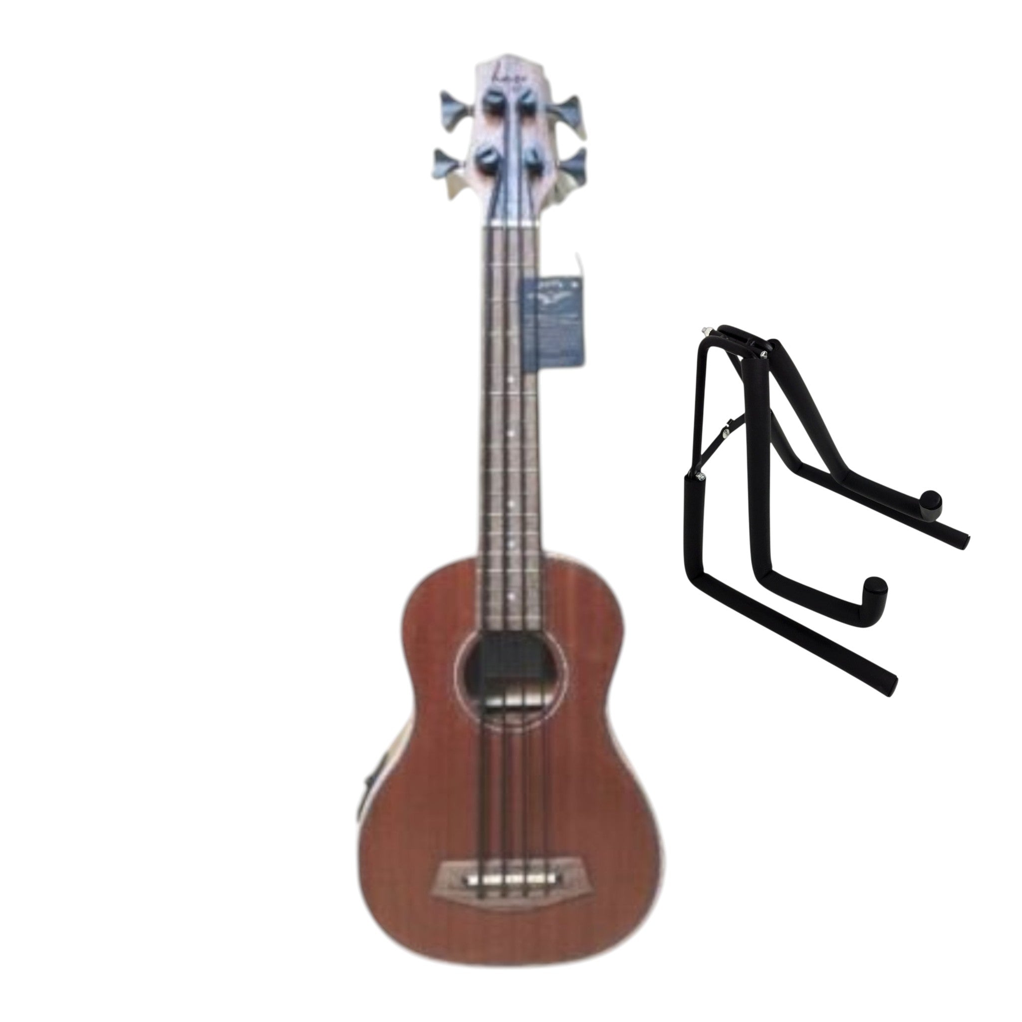 Haze Mahogany Body Walnut Fingerboard Built-in Pickups/EQ Bass Ukulele - Natural HAUB30EQ + Stand