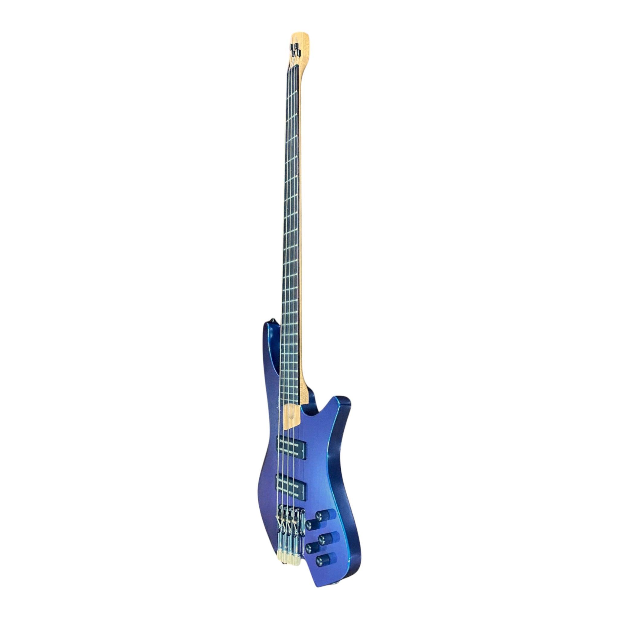 Haze HB4BLP Aurora Series Headless Electric Bass – 24-Fret Roasted Maple Neck, Blue-Purple Chameleon Finish, & Active BJ-80 Pickups
