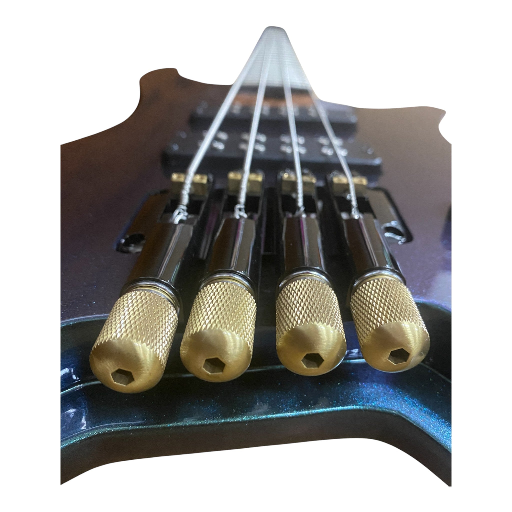 Haze HB4GNP Aurora Series Headless Electric Bass – 24-Fret Roasted Maple Neck, Green-Purple Chameleon Finish, & Active BJ-80 Pickups