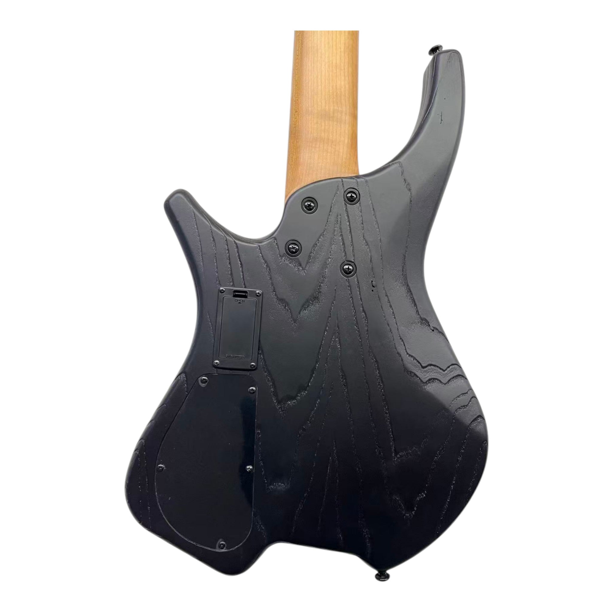 Haze HB5 “Ashbound” Headless 5-String Electric Bass – Active BJ-80 Pickups – Woodgrain Black – HB5BK