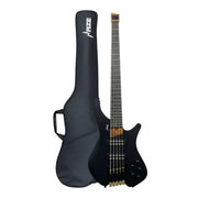 Haze HB5 “Ashbound” Headless 5-String Electric Bass – Active BJ-80 Pickups – Woodgrain Black – HB5BK