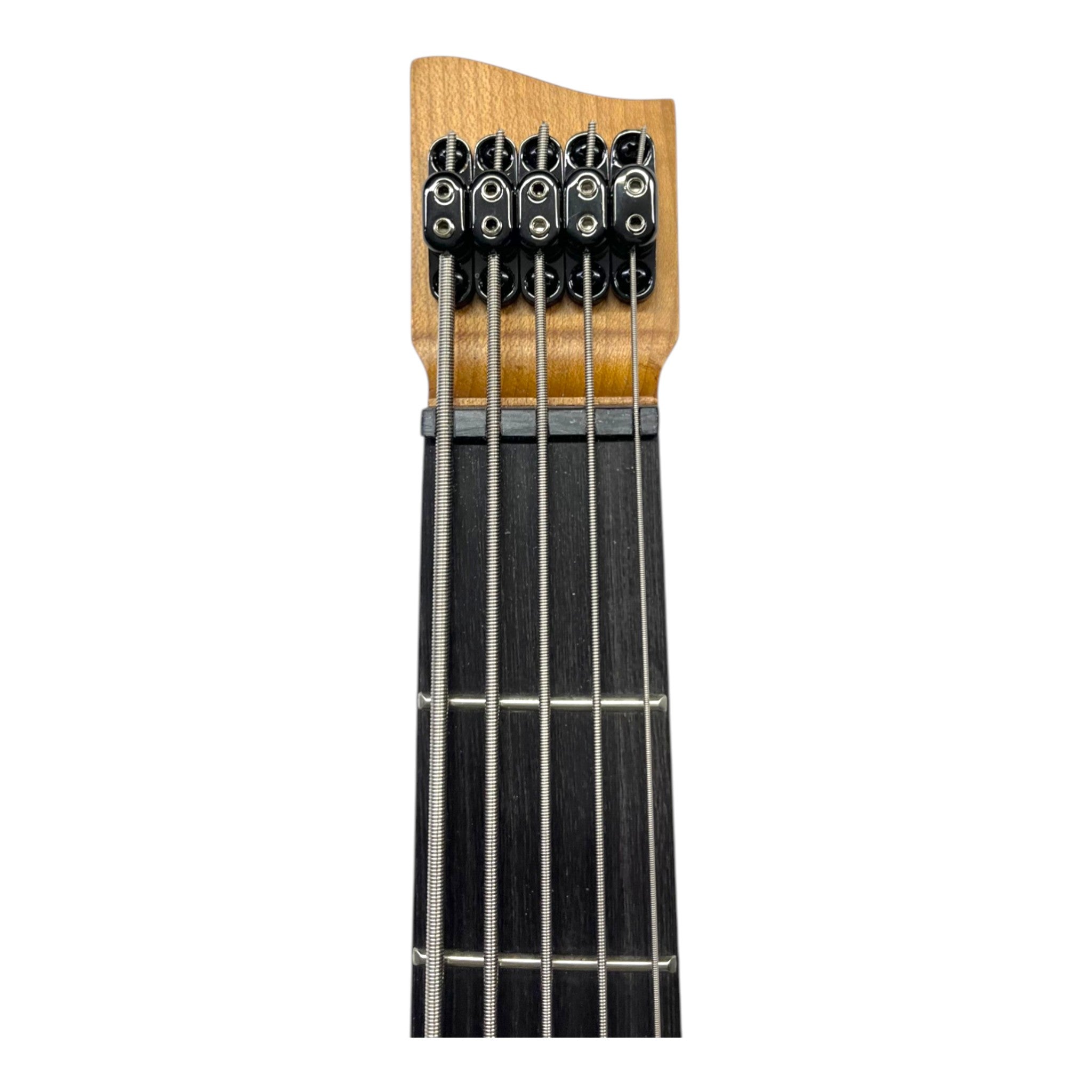 Haze HB5 “Ashbound” Headless 5-String Electric Bass – Active BJ-80 Pickups – Woodgrain Black – HB5BK