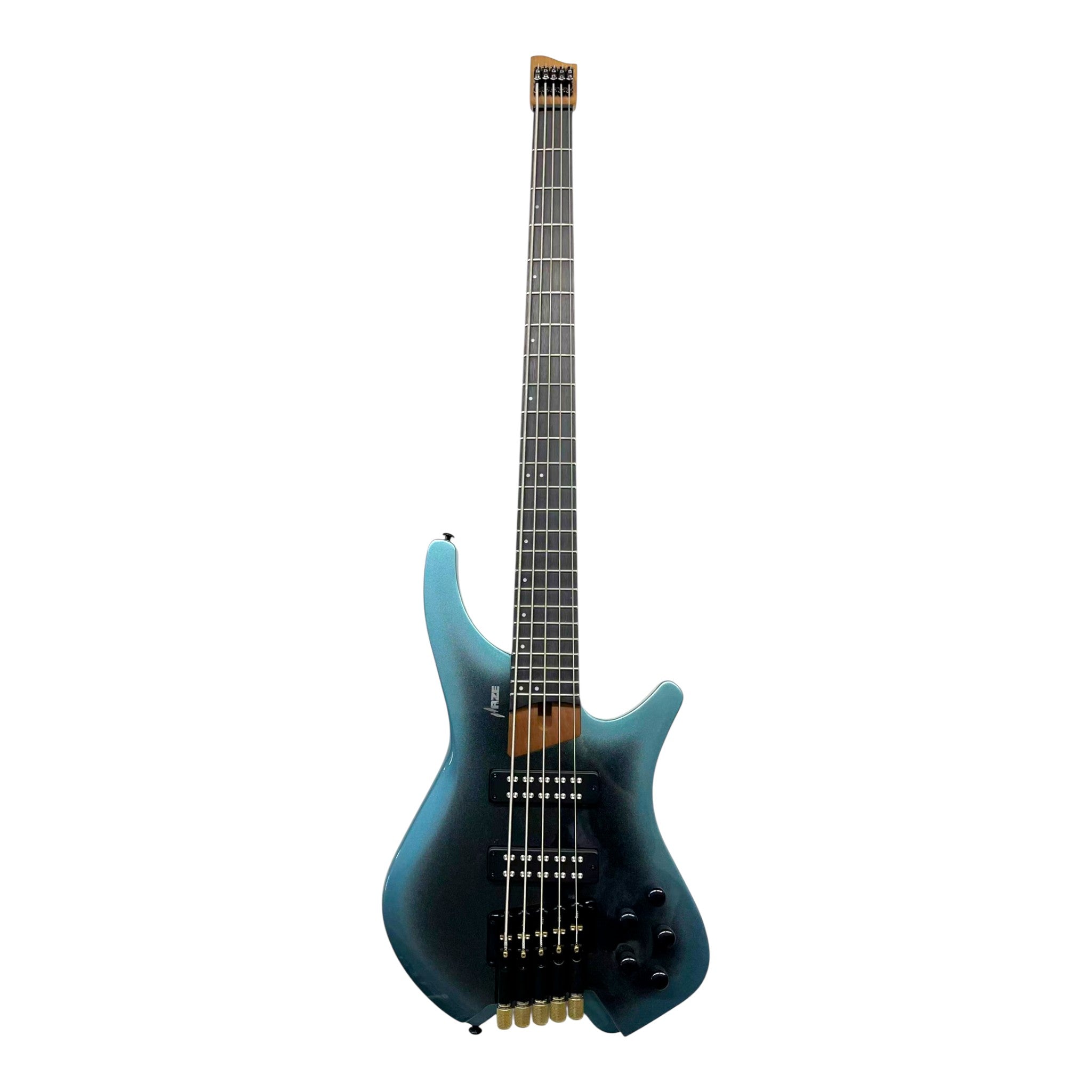 Haze HB5 “Nightwave” Headless 5-String Electric Bass – Active BJ-80 Pickups – Metallic Blueburst – HB5BL