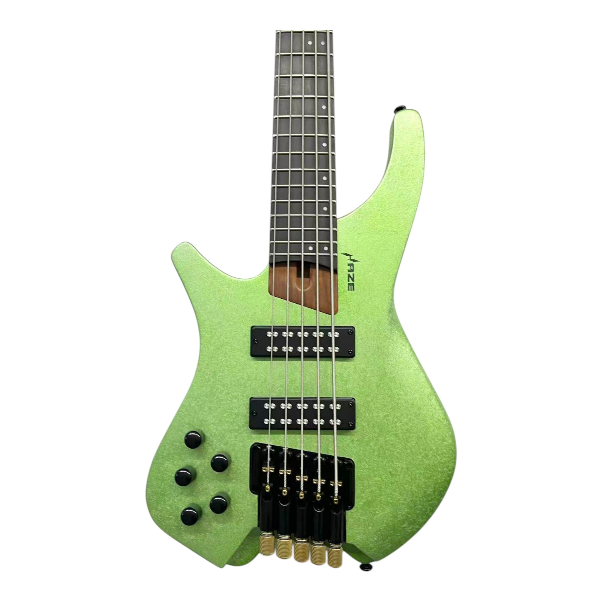 (PREORDER: ETA MID-MARCH 2026) Haze HB5 “Emerald” Left-Handed Headless 5-String Electric Bass – Active BJ-80 Pickups – Snowflake Green – HB5SGLH