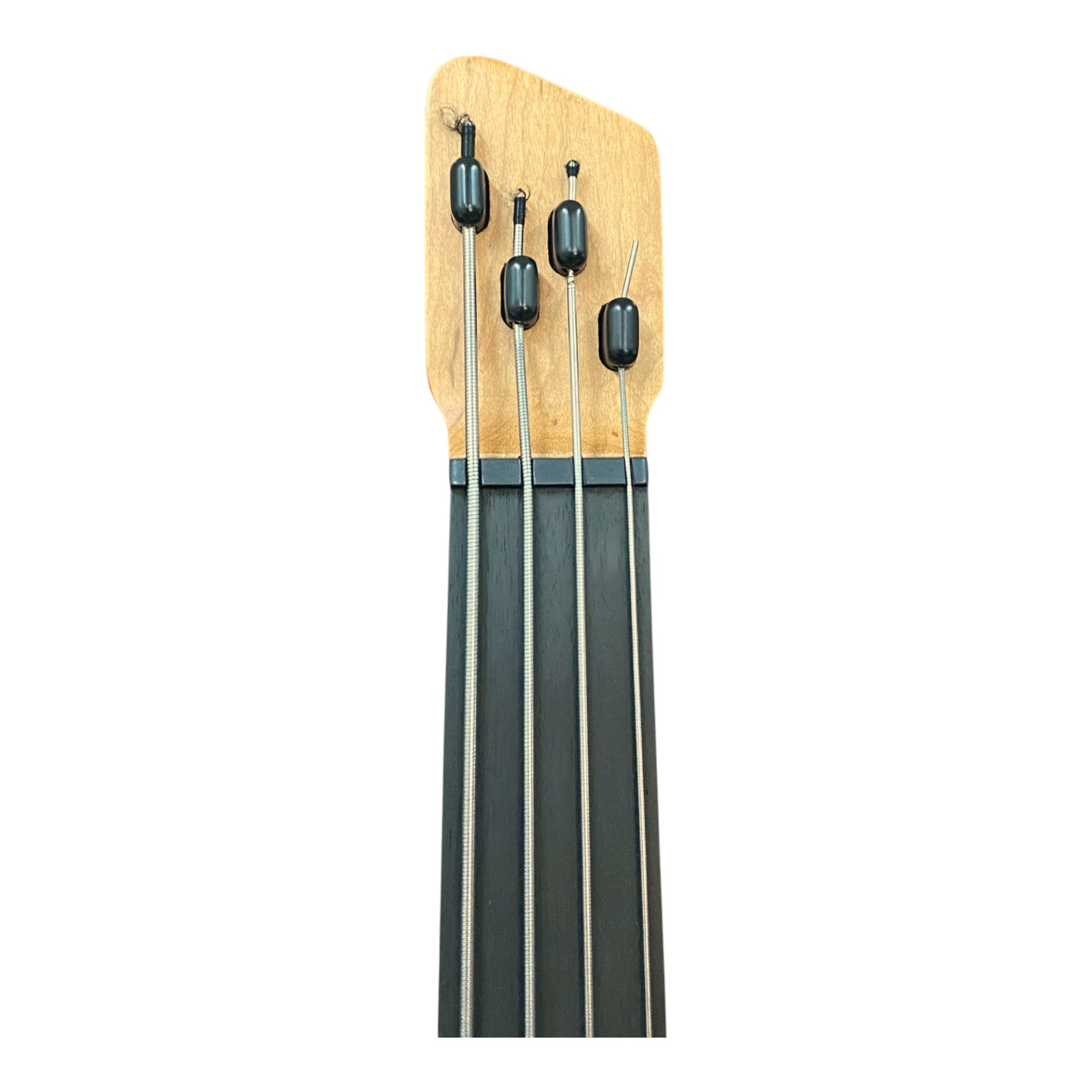 Haze HHLB4 Voyager Series Headless Fretless Electric Bass – Roasted Maple Neck, Brown Sunburst Finish, & Active BJ-80 Pickups