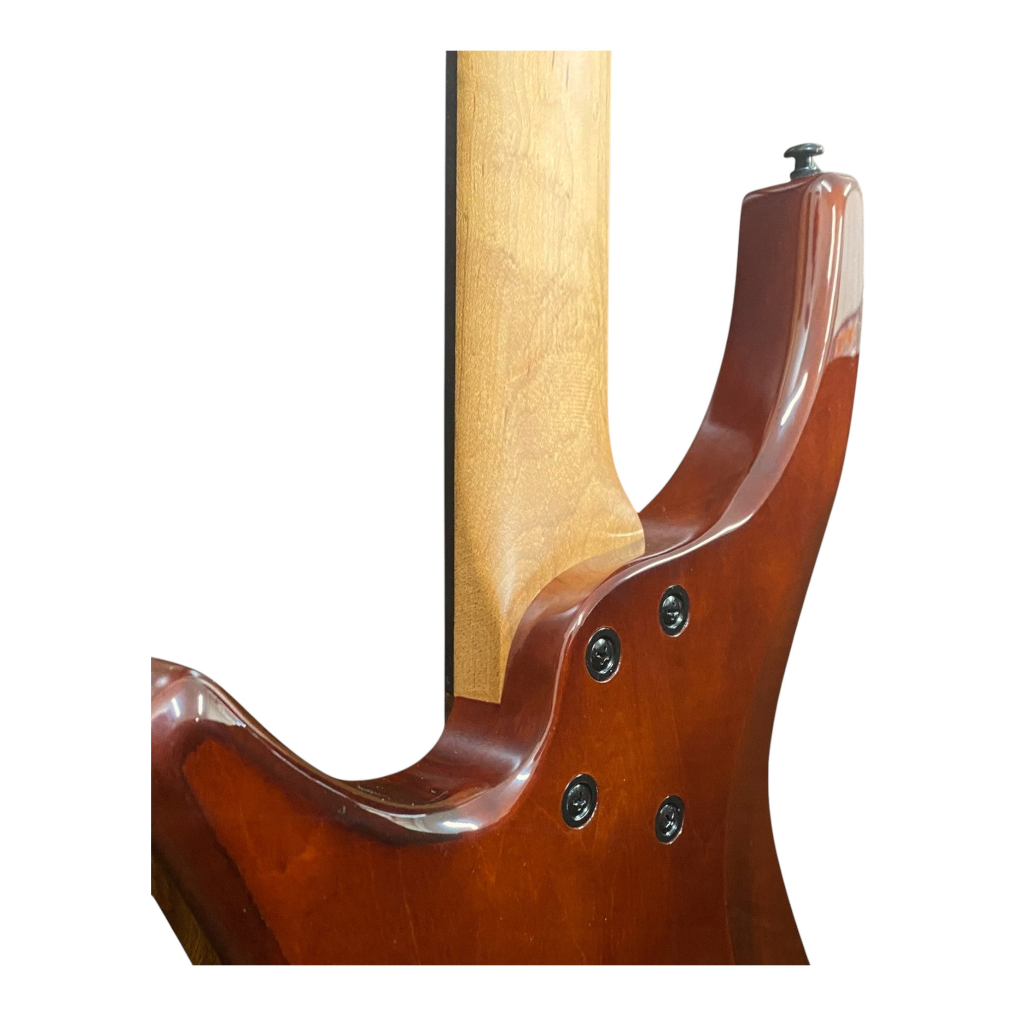 Haze HHLB4 Voyager Series Headless Fretless Electric Bass – Roasted Maple Neck, Brown Sunburst Finish, & Active BJ-80 Pickups