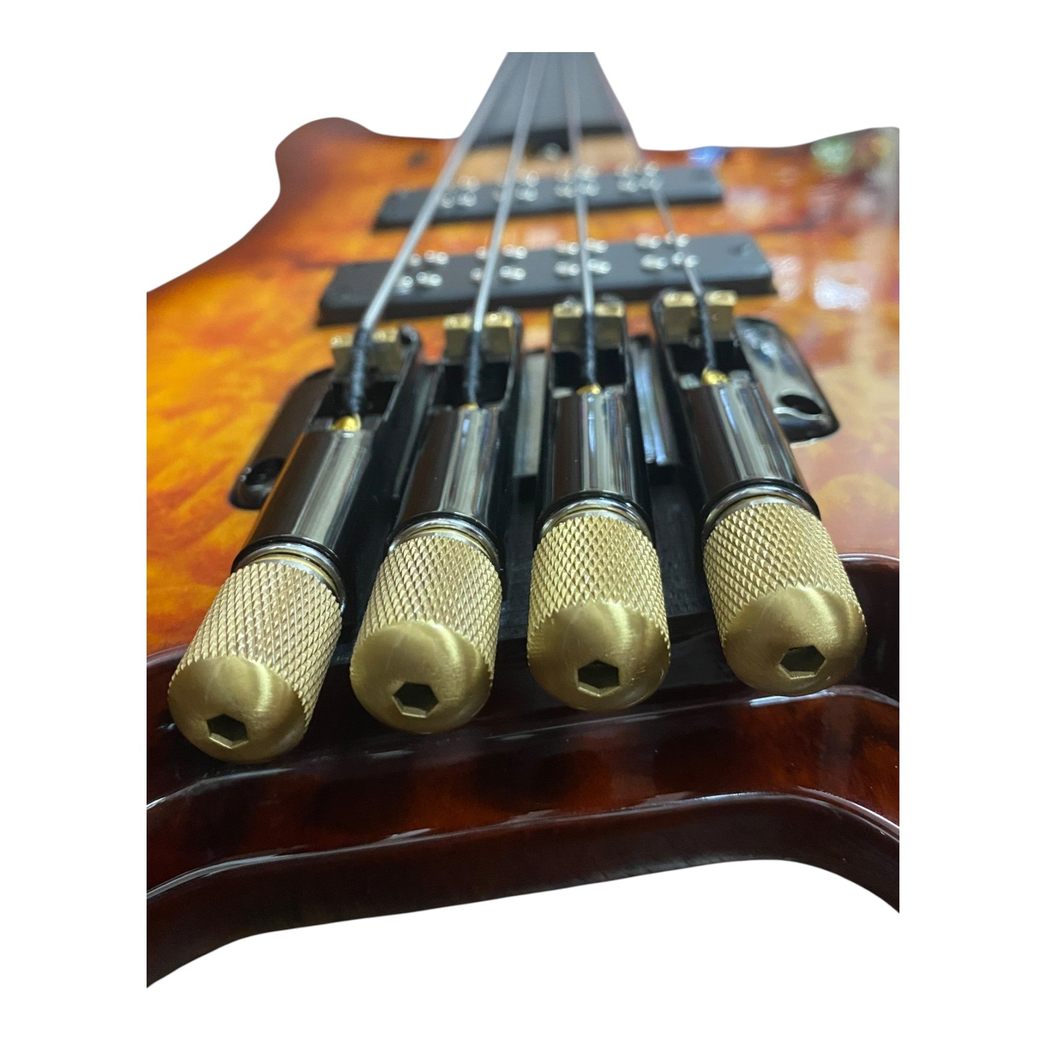 Haze HHLB4 Voyager Series Headless Fretless Electric Bass – Roasted Maple Neck, Brown Sunburst Finish, & Active BJ-80 Pickups