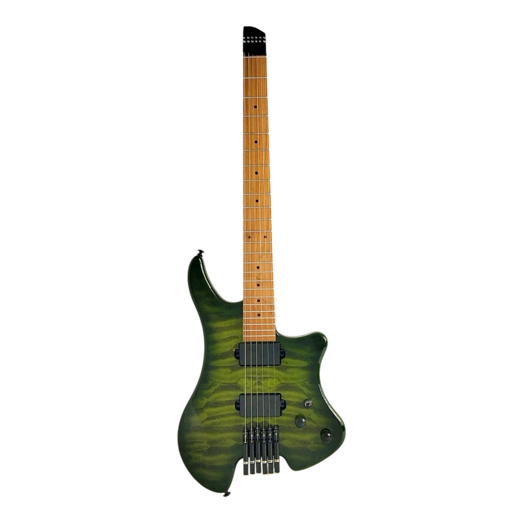 Haze HL1A Deep Green Headless Electric Guitar with Dual Humbuckers