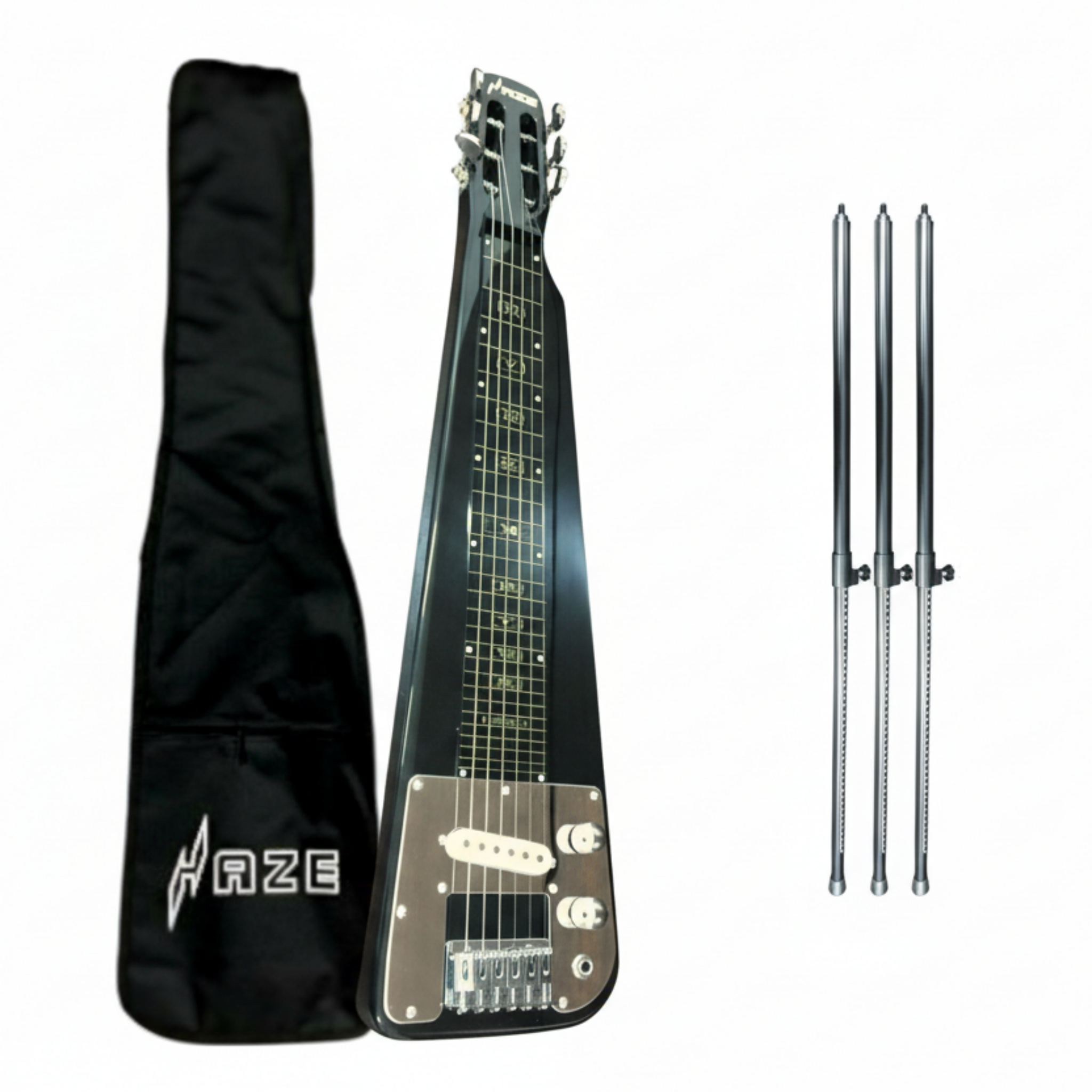 Haze HSLT1930 Metallic Black Lap Steel Electric Guitar + 10W Amp. (Optional)