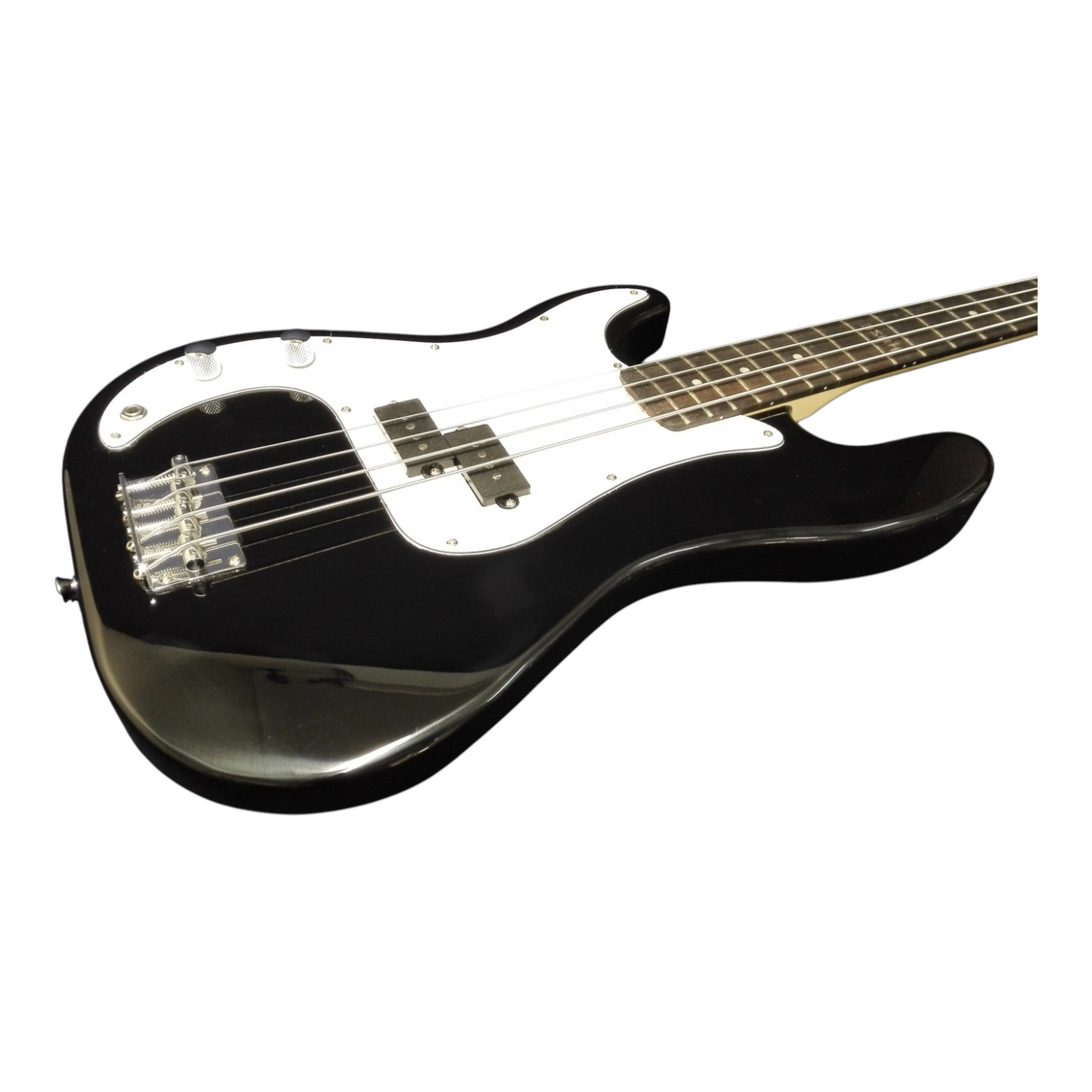 Left-Handed Haze HSPB1901BKBHL 4-String Electric Bass Guitar + Free Bag, Tuner, 3 Picks