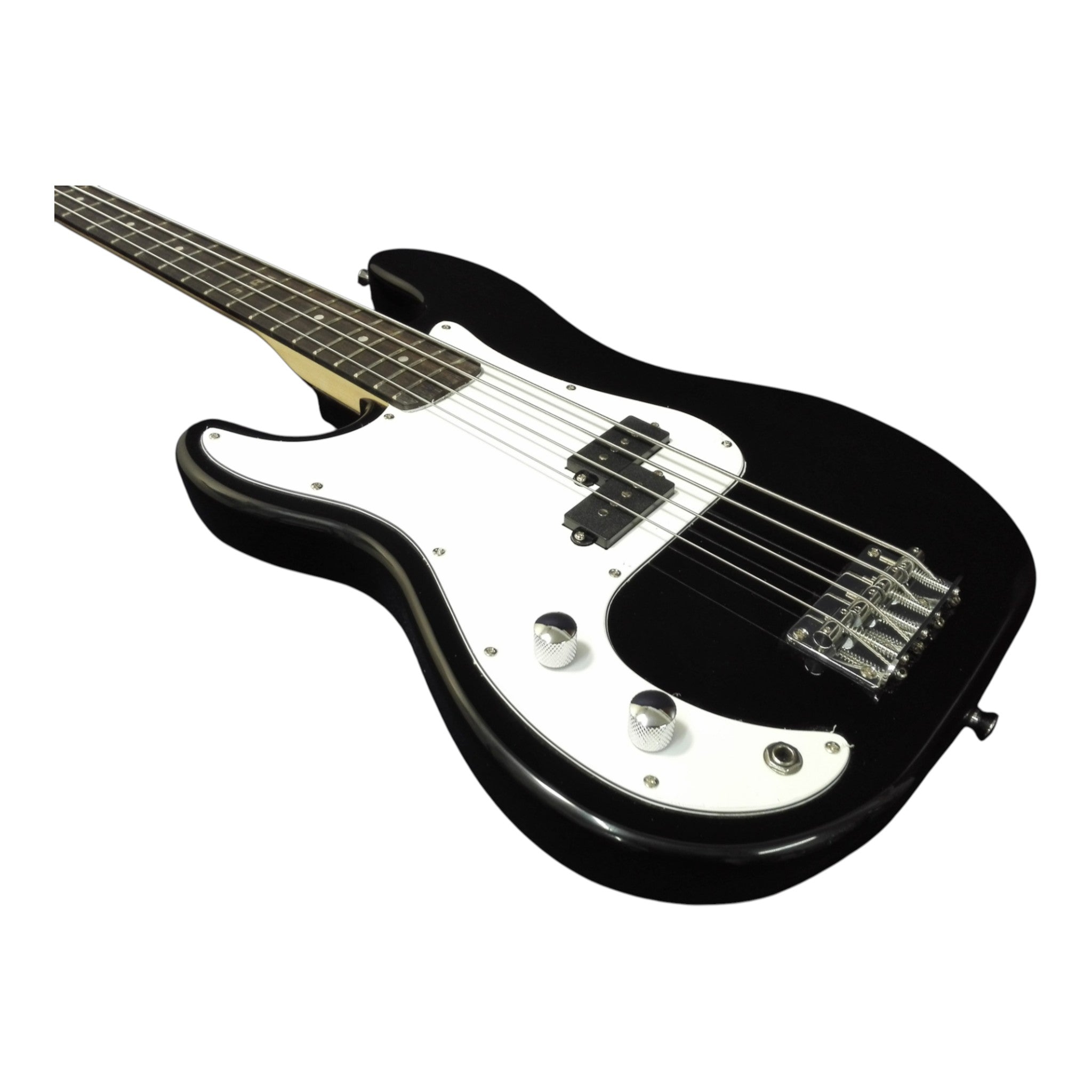 Left-Handed Haze HSPB1901BKBHL 4-String Electric Bass Guitar + Free Bag, Tuner, 3 Picks