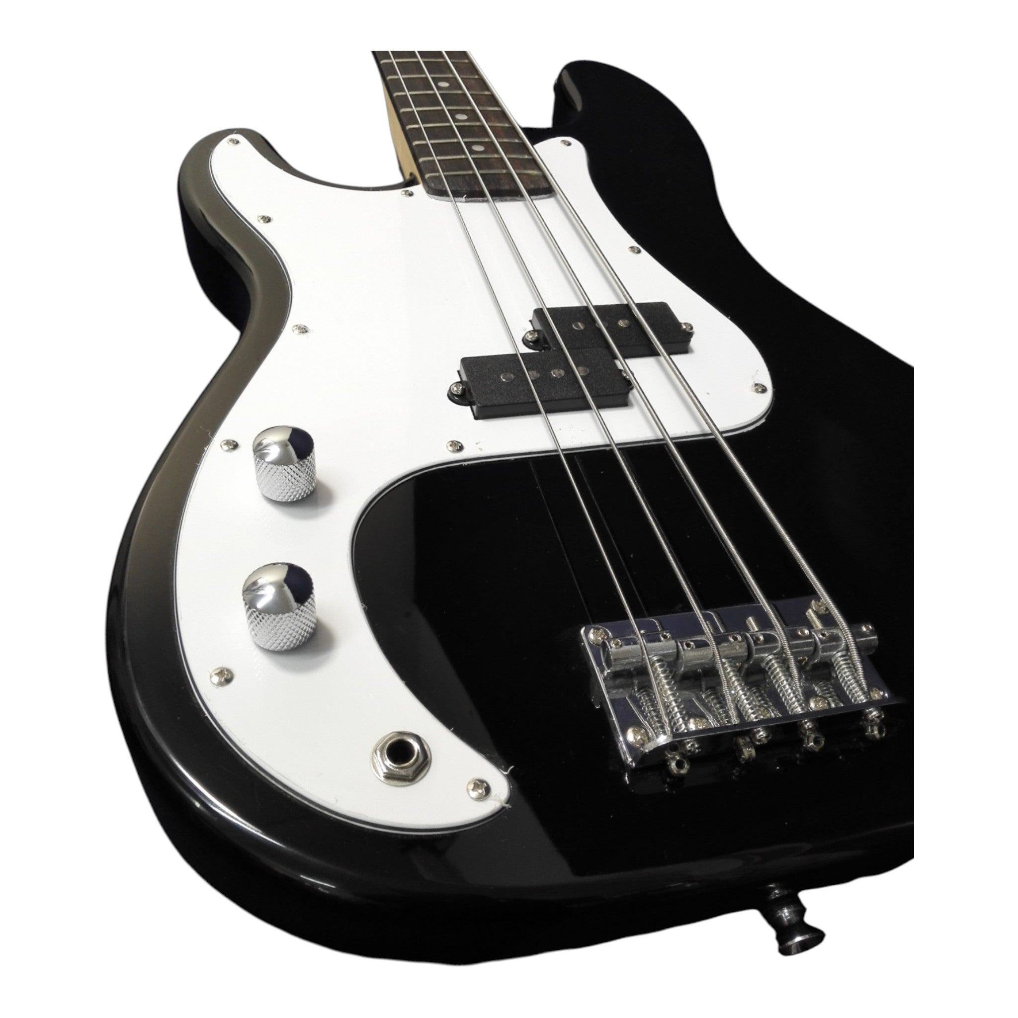 Left-Handed Haze HSPB1901BKBHL 4-String Electric Bass Guitar + Free Bag, Tuner, 3 Picks