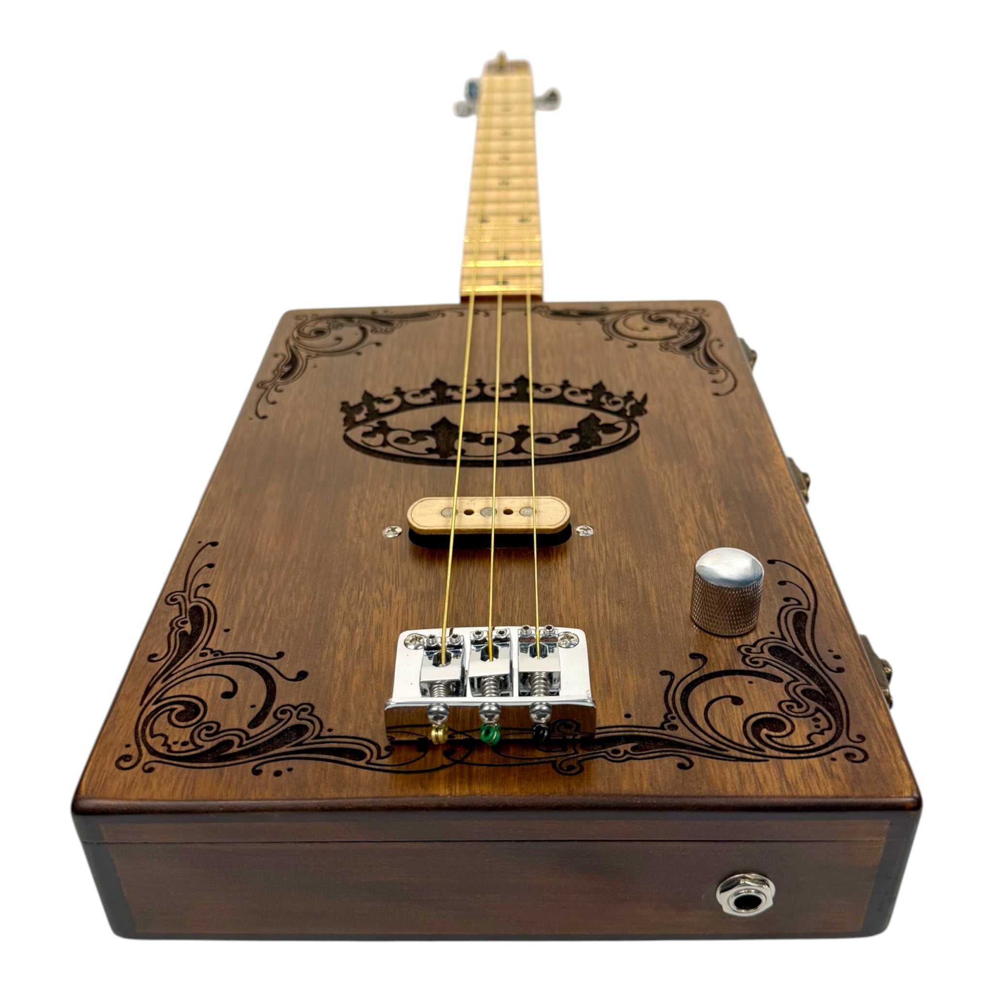 Haze "Royal" Mahogany Body 3-String Electric Cigar Box Guitar Complete DIY Kit - Passive Single Coil Pickup - HX58