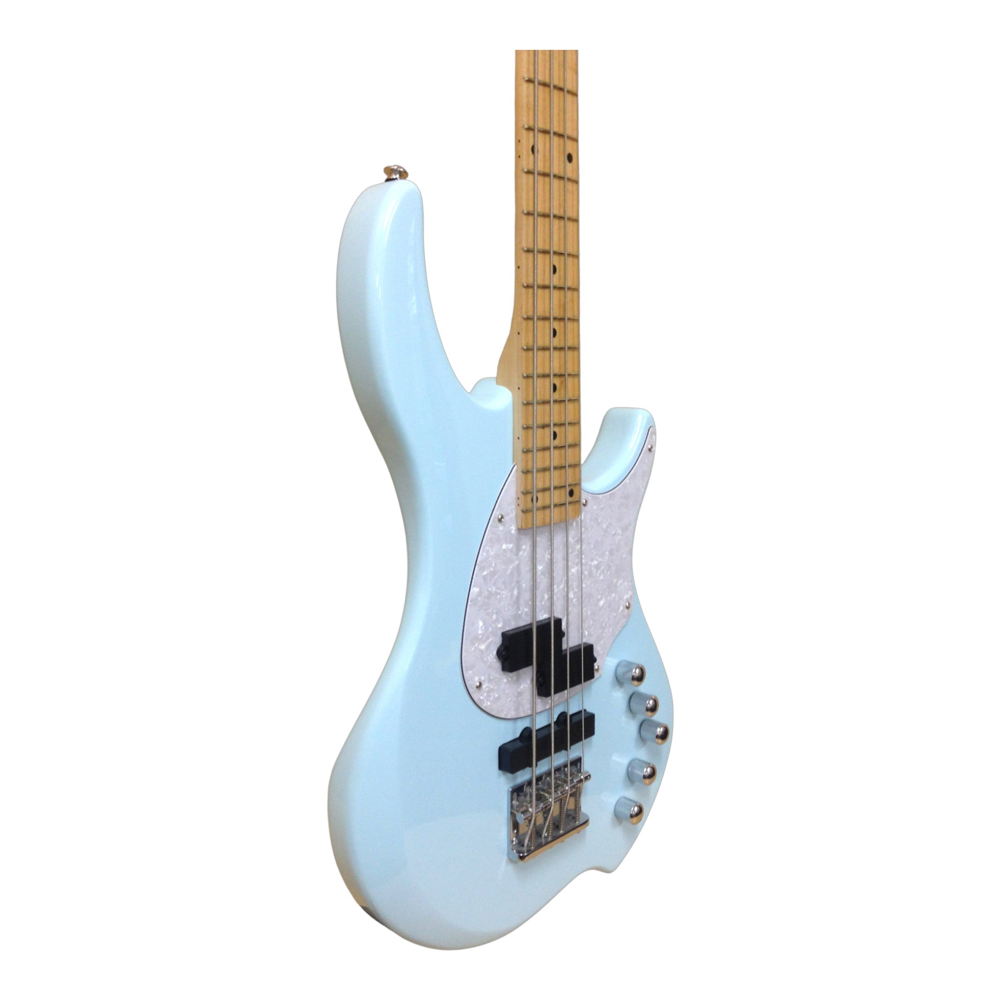 Haze Single-Coil Solid White Poplar Hybrid Electric Bass Guitar - Blue HYBRID4PJ