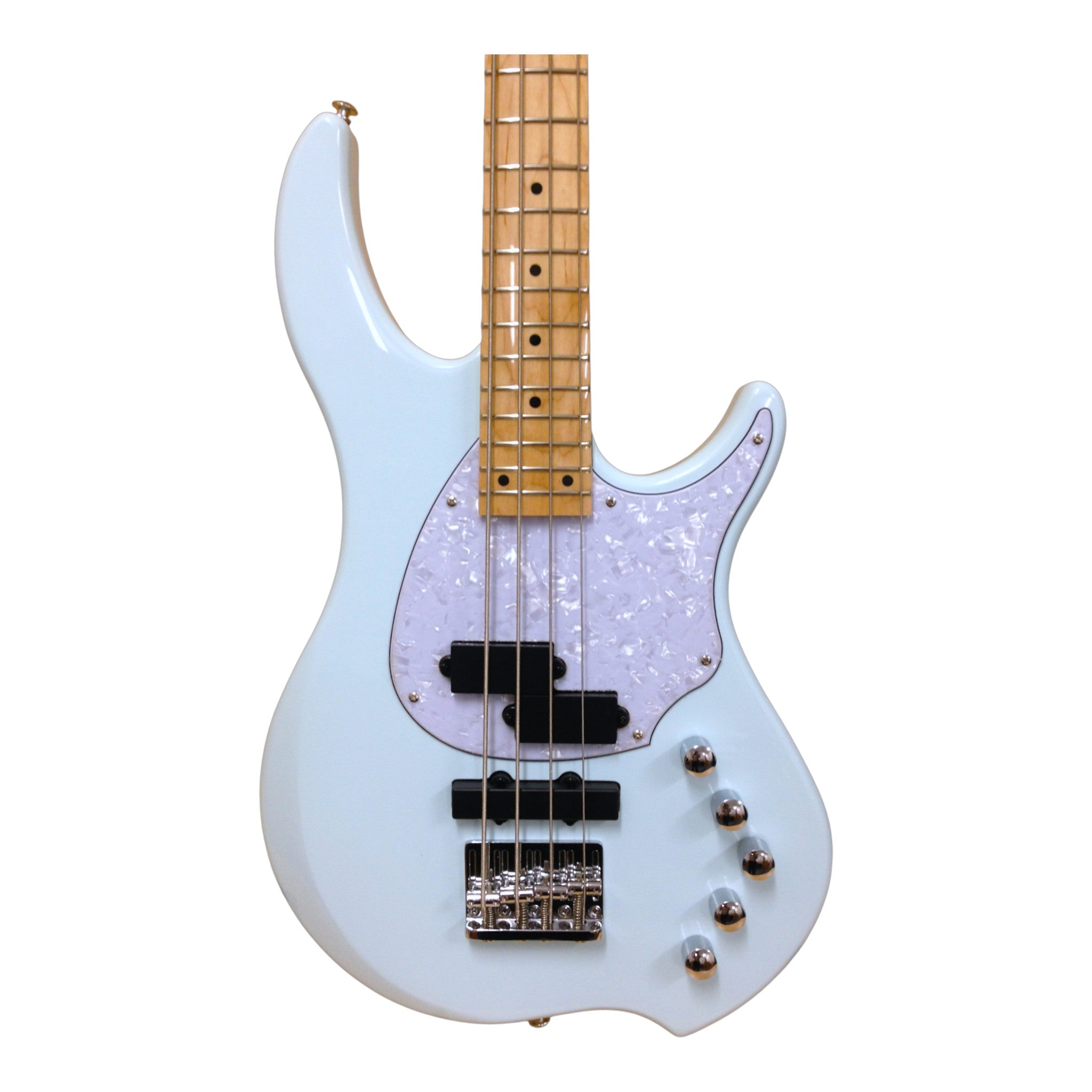 Haze Single-Coil Solid White Poplar Hybrid Electric Bass Guitar - Blue HYBRID4PJ