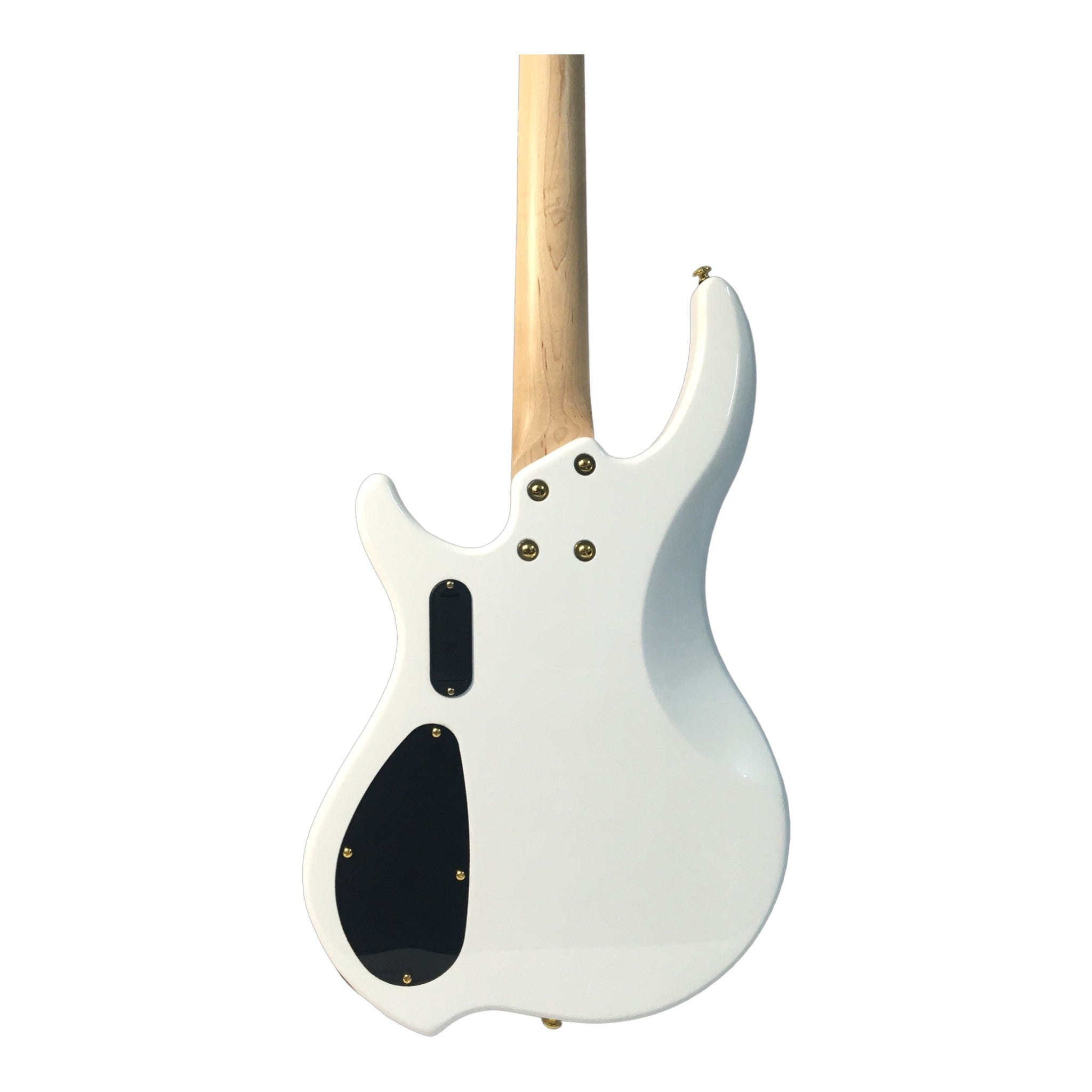 Haze Active Single-Coil Solid Mahogany Hybrid Electric Bass Guitar - White HYBRID4PWH