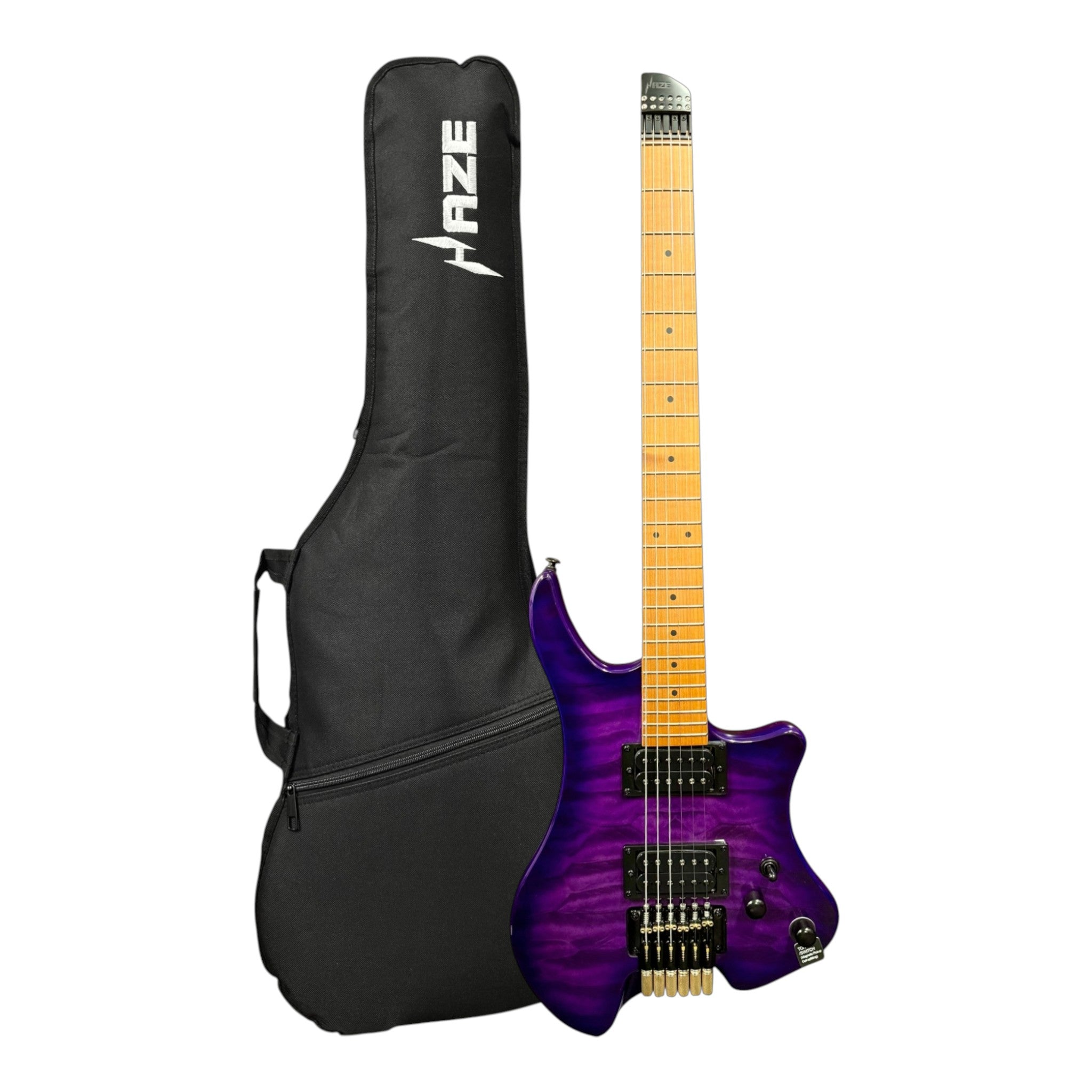 Haze HL1A Deep Purple Headless Electric Guitar with Split Coil