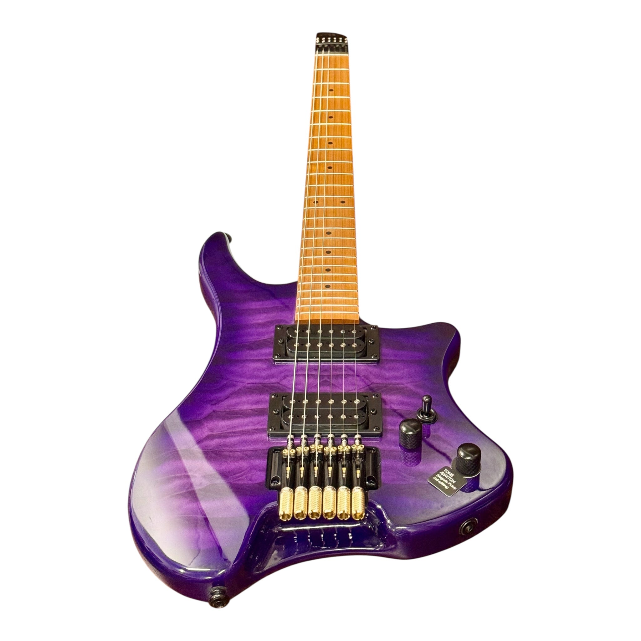Haze HL1A Deep Purple Headless Electric Guitar with Split Coil