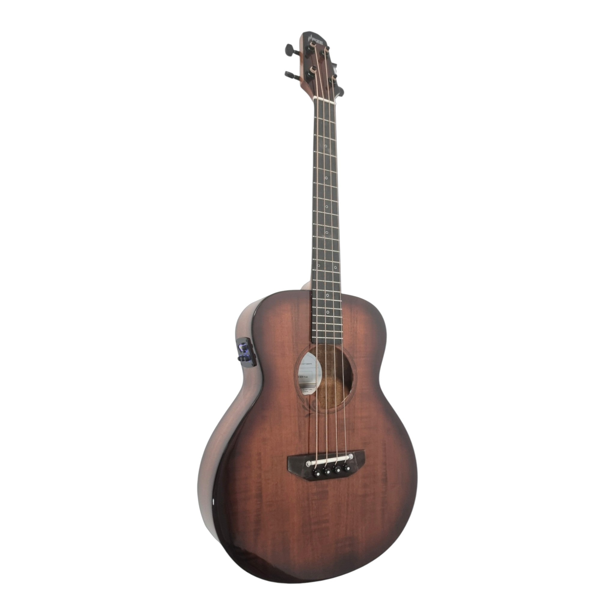 Haze 37" Solid Koa Top Height Adjustable Saddle Acoustic Bass Guitar - Natural HZMINISEBKOA
